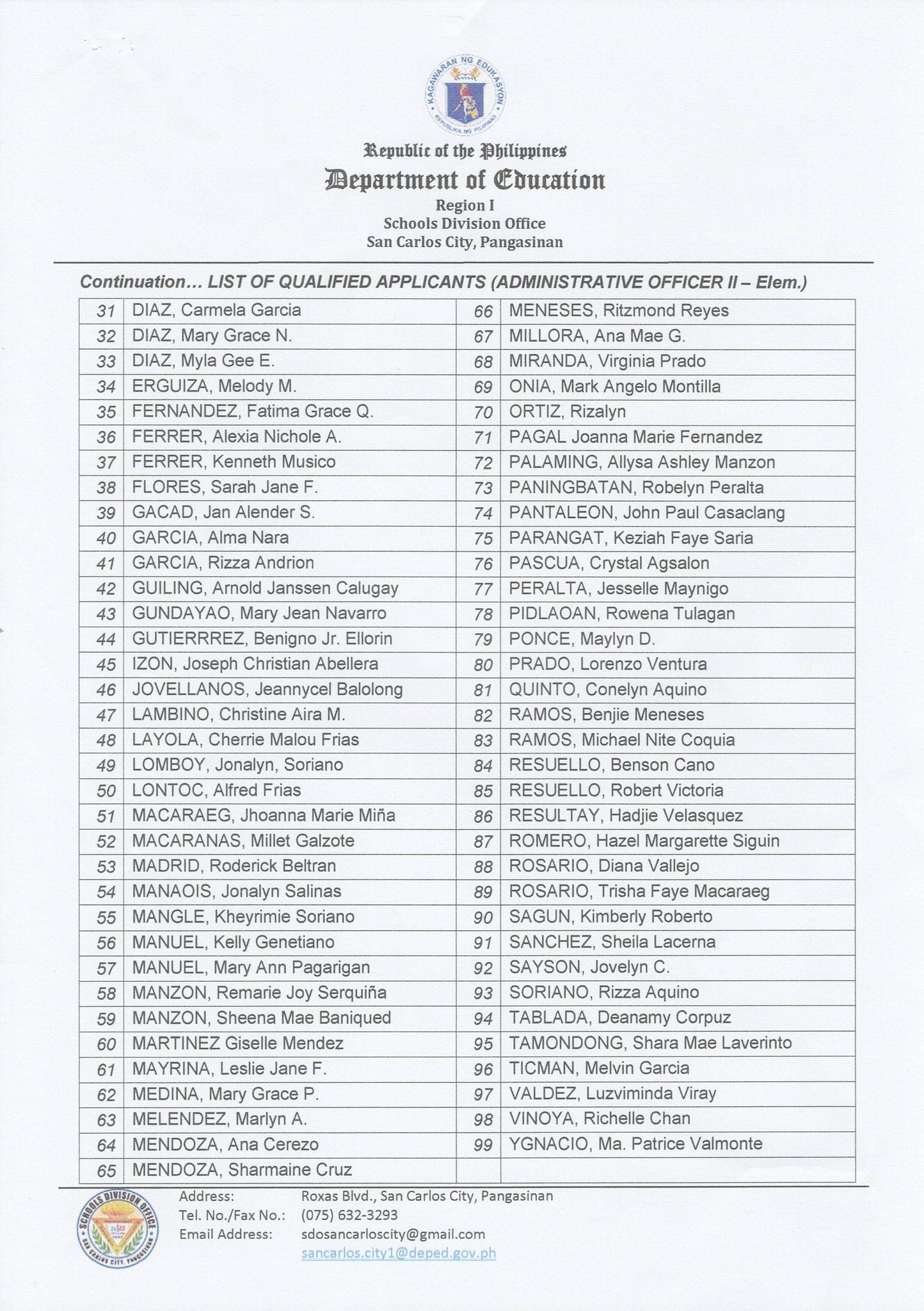 DIVISION MEMORANDUM DM-2023-085 EVALUATION/INTERVIEW AND RANKING OF ...
