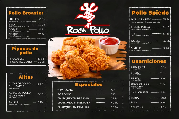 Roca Pollo - NUEVO MENÚ Disfruta de todos la deliciosa... | Facebook