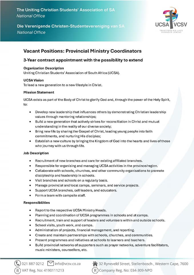 UCSA / VCSV - 🚨 We’re Hiring! Application Deadline...