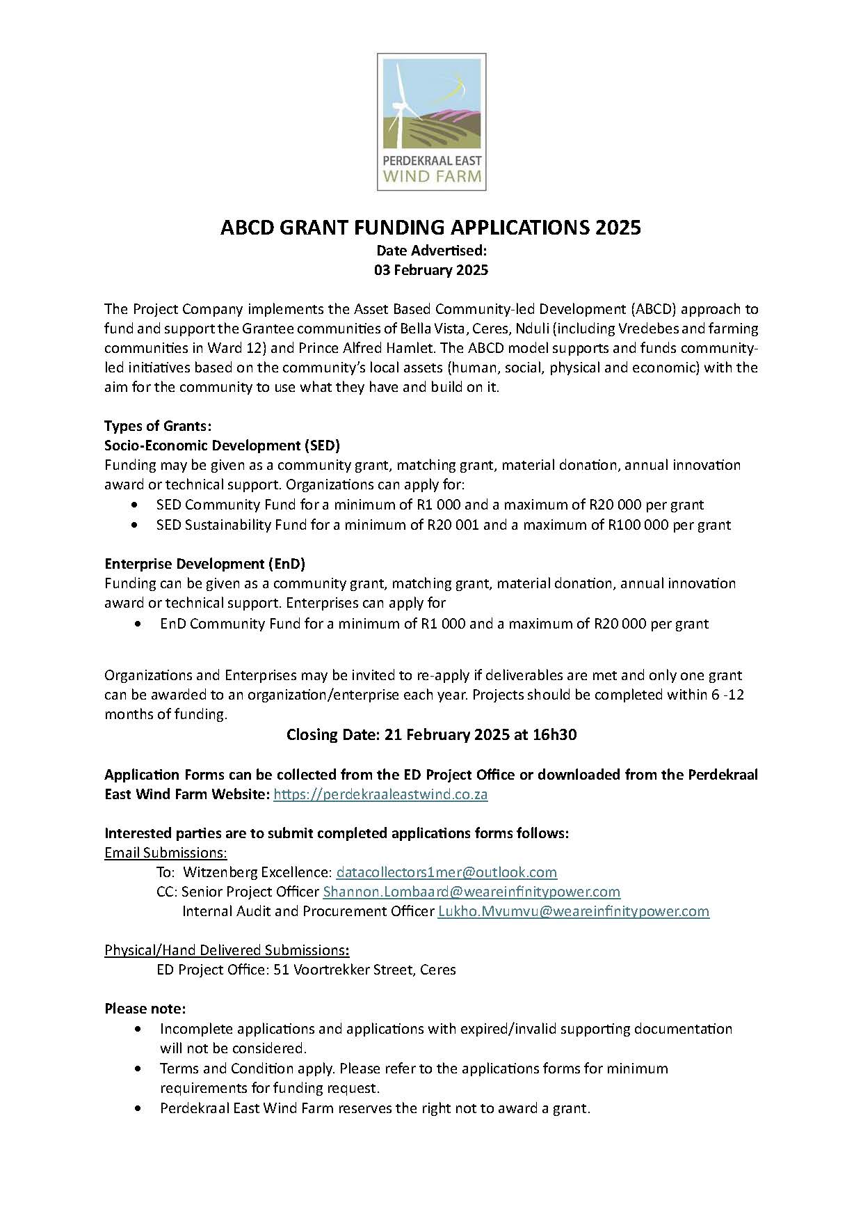 Perdekraal - ABCD GRANT FUNDING APPLICATIONS 2025 NOW OPEN! Perdekraal ...