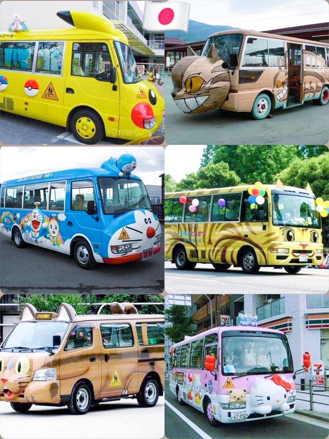 絵画。原画【幼稚園の猫ちゃんたちはバスで学校に通っています】 🇯🇵 Kindergarten buses 😻