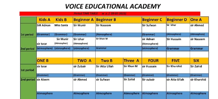 New Time table of language classes - Voice Educational Academy | Facebook
