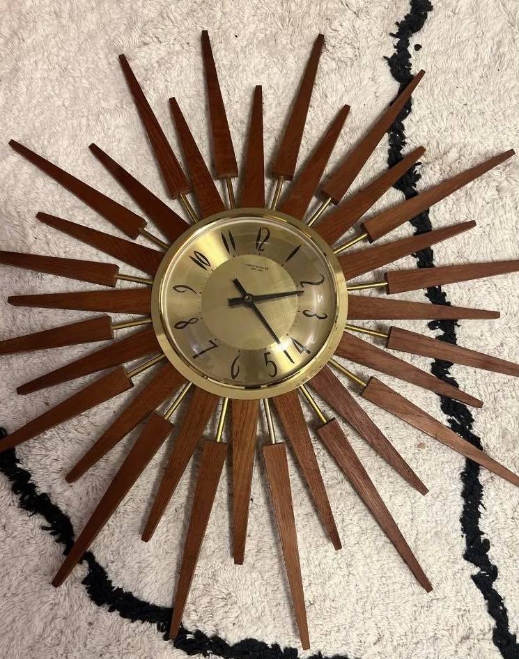 Where to find 1960s Anstey and Wilson teak star burst clock?