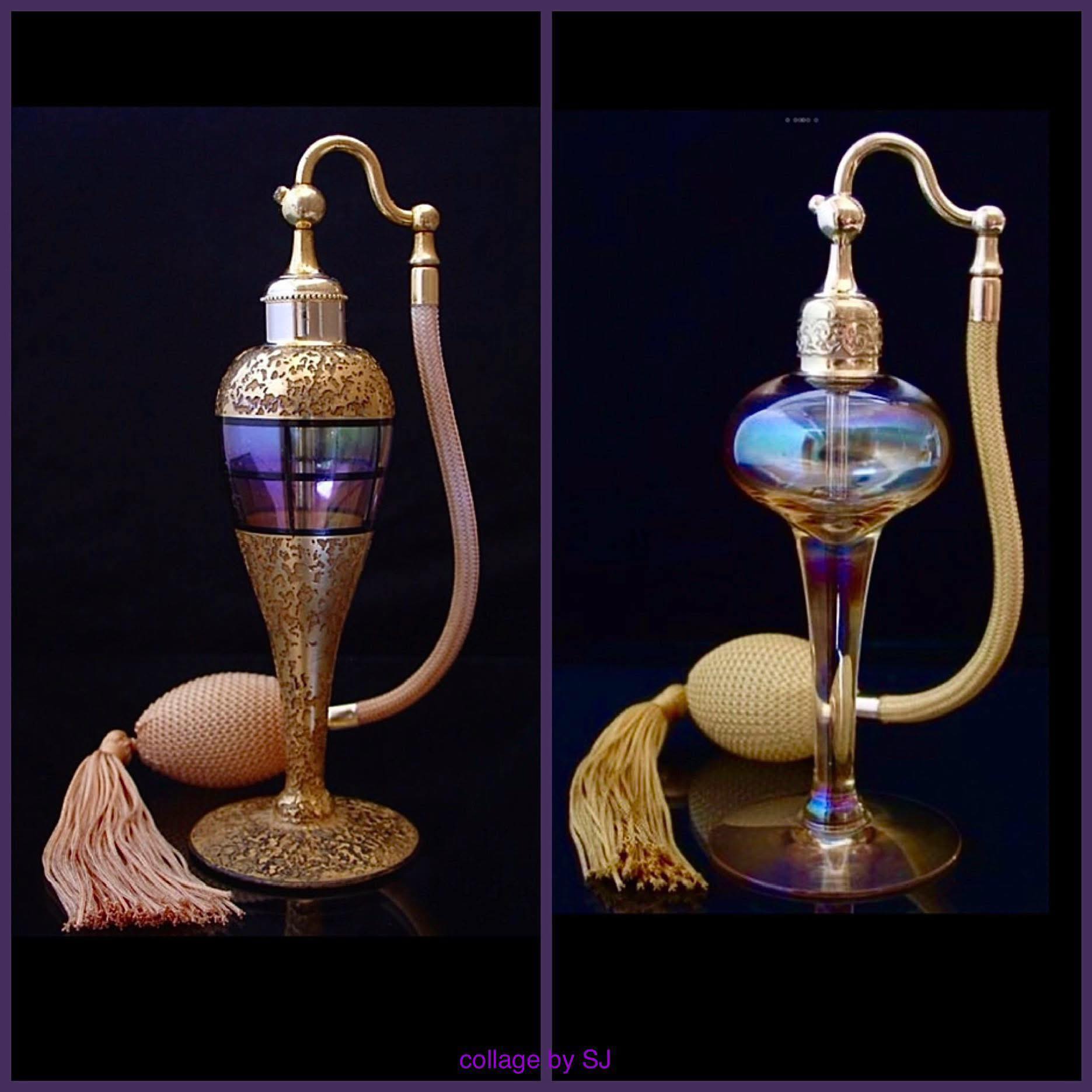 Devilbiss 1920s iridescent gold tone perfume bottles