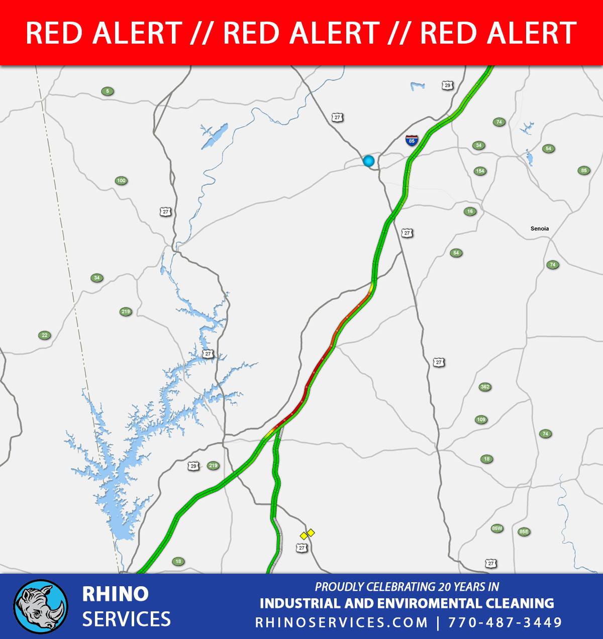 Traffic alert on I-85 south near Grantville exit