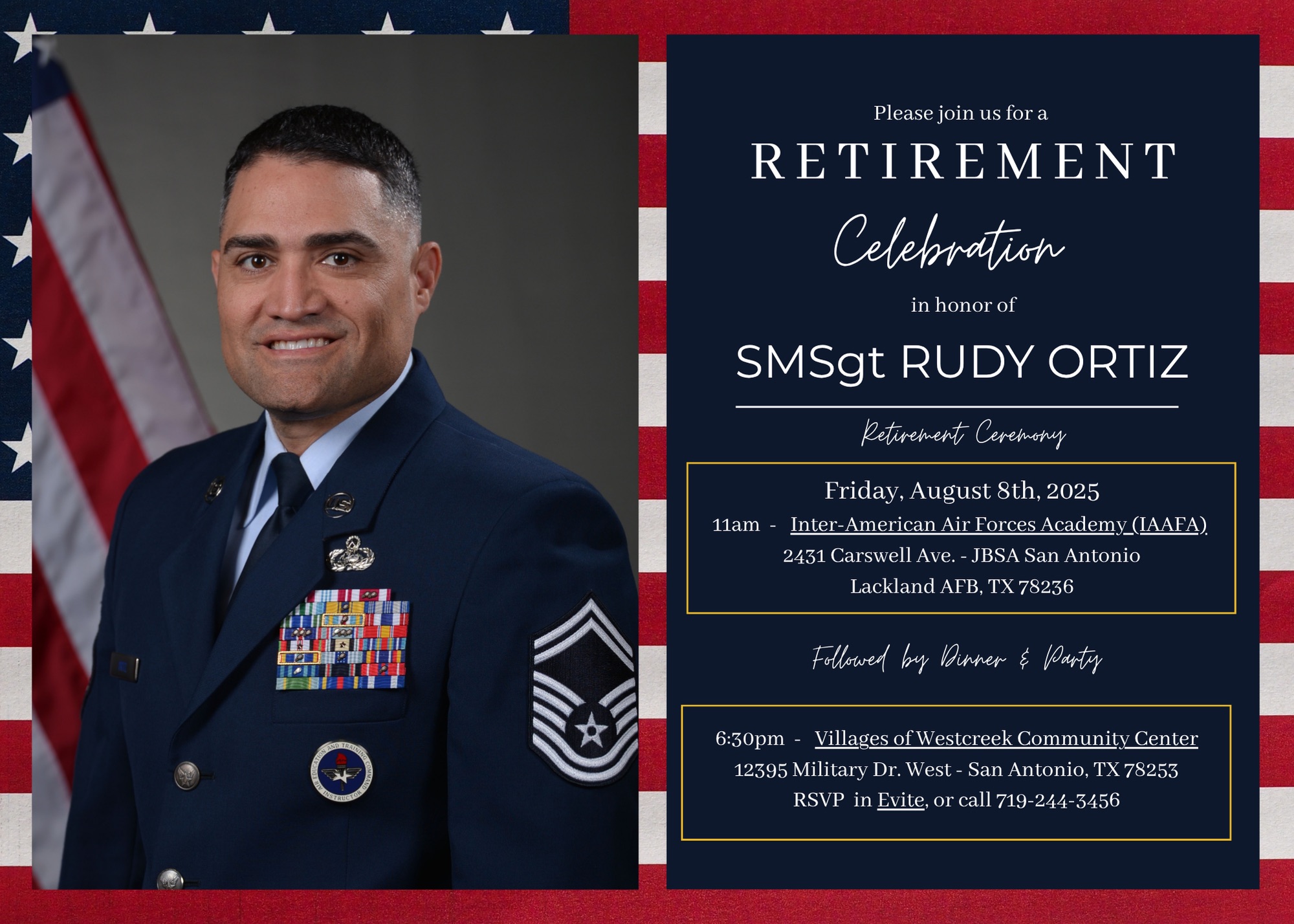 SMSgt Rudy Ortiz's Retirement Celebration