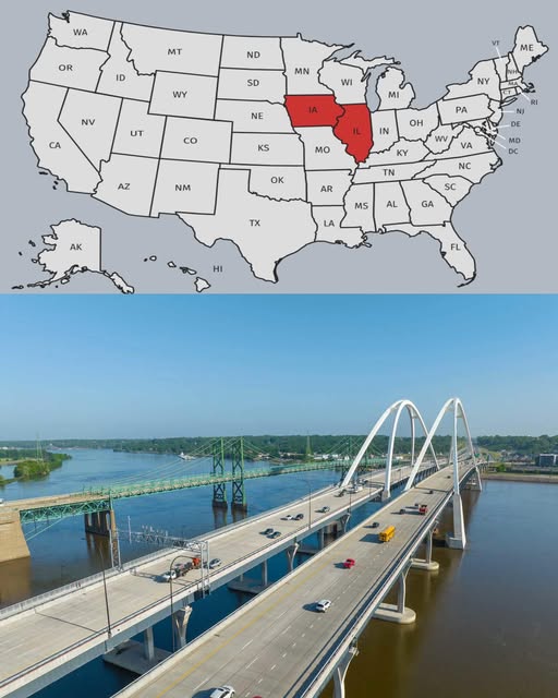 1972, Bettendorf. Extending the I-74 Bridge to connect to the