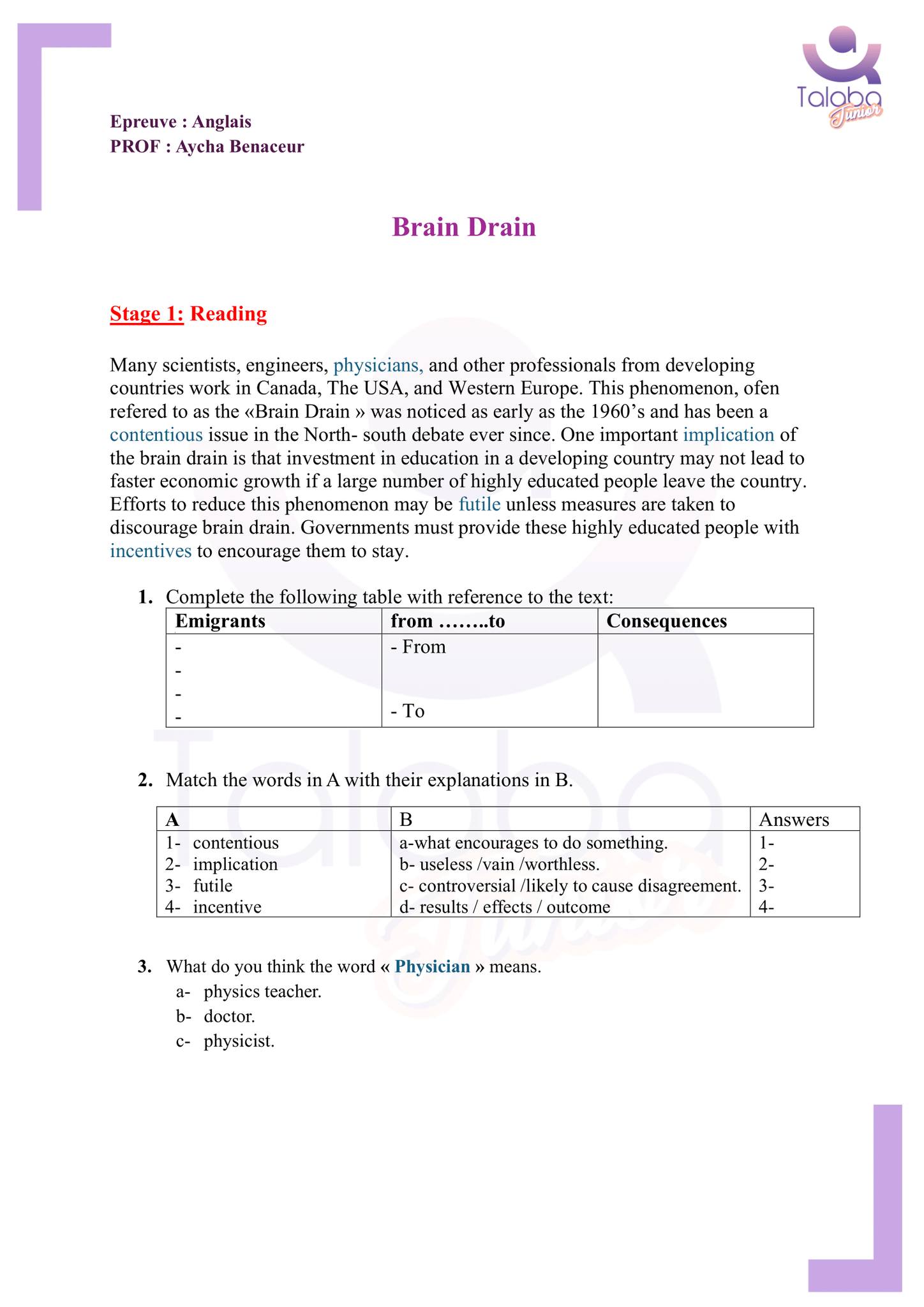 Talaba Junior - 🔶 Anglais | Bac éco 2025 🔶تقديم الأستاذة... | Facebook