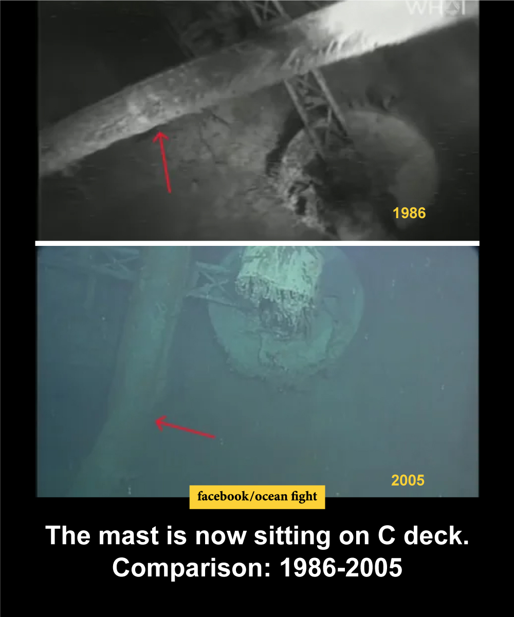 Ocean - Titanic’s mast over the years - These images show the Titanic’s ...