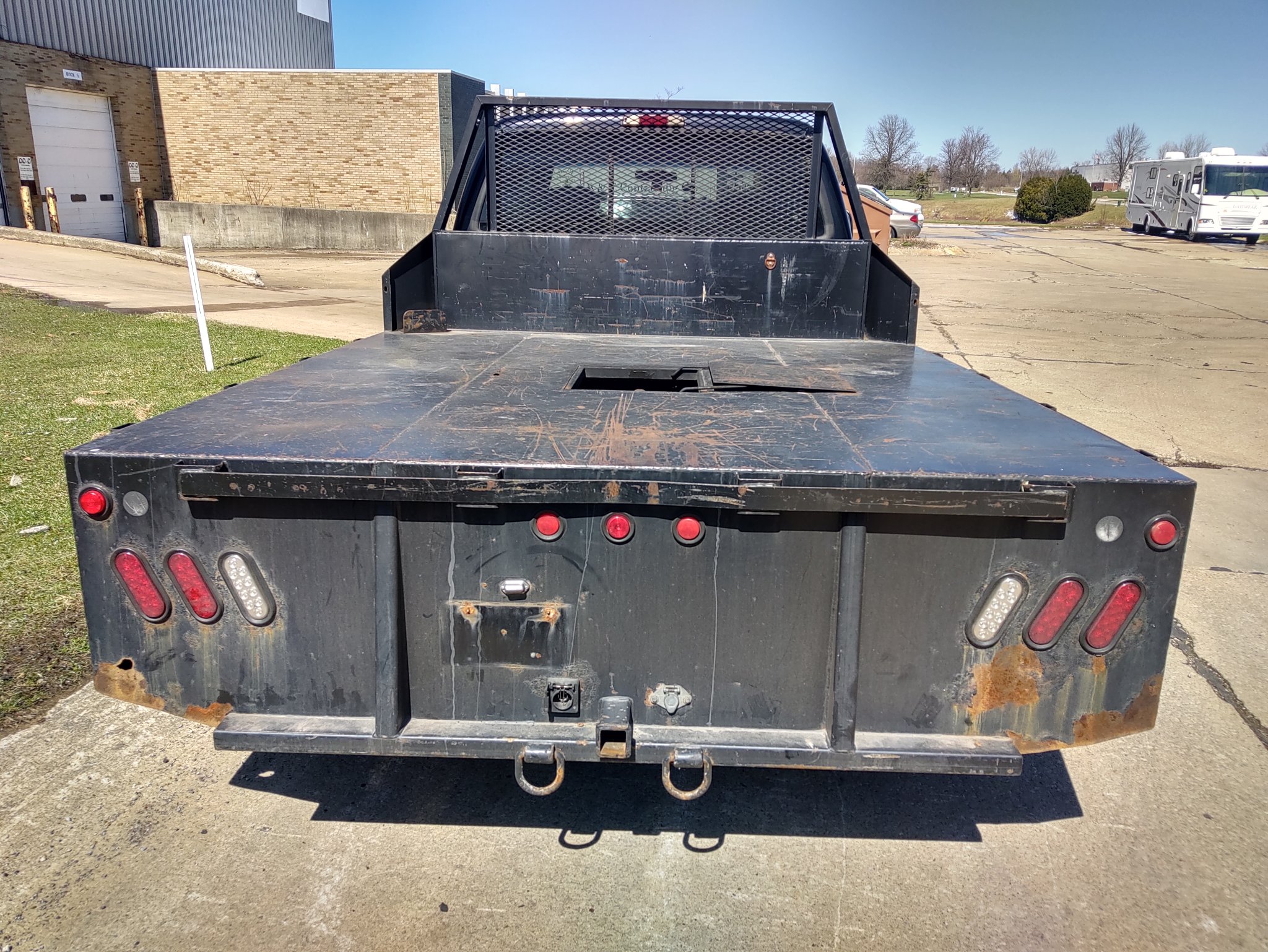 FLAT BED - LONG 8 FOOT FLATBED BLACK HEADACH RACK GOOSE NECK HITCH ...