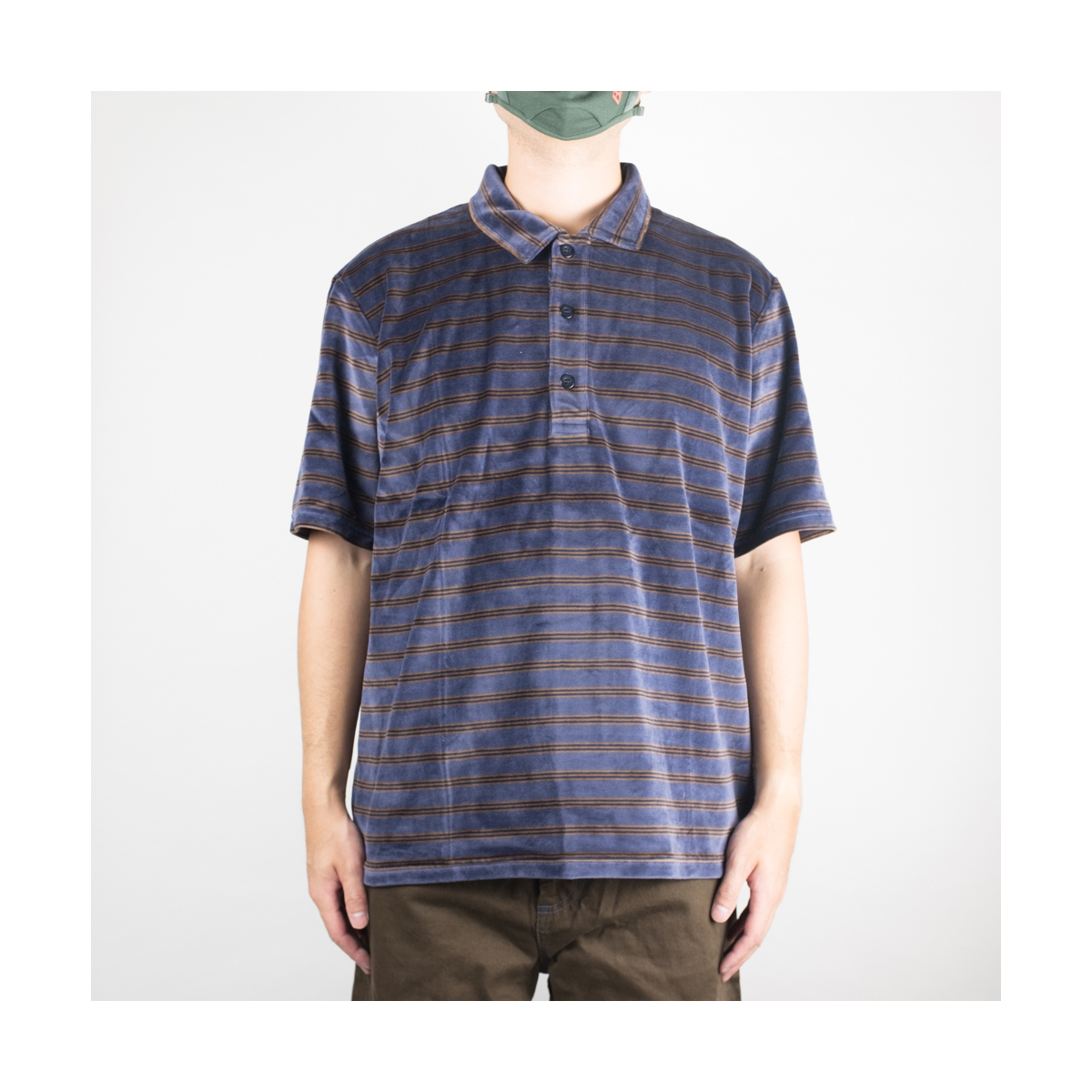 Polar Skate Co. Velour Polo Shirt in Grey Blue. . Polo Shirt 