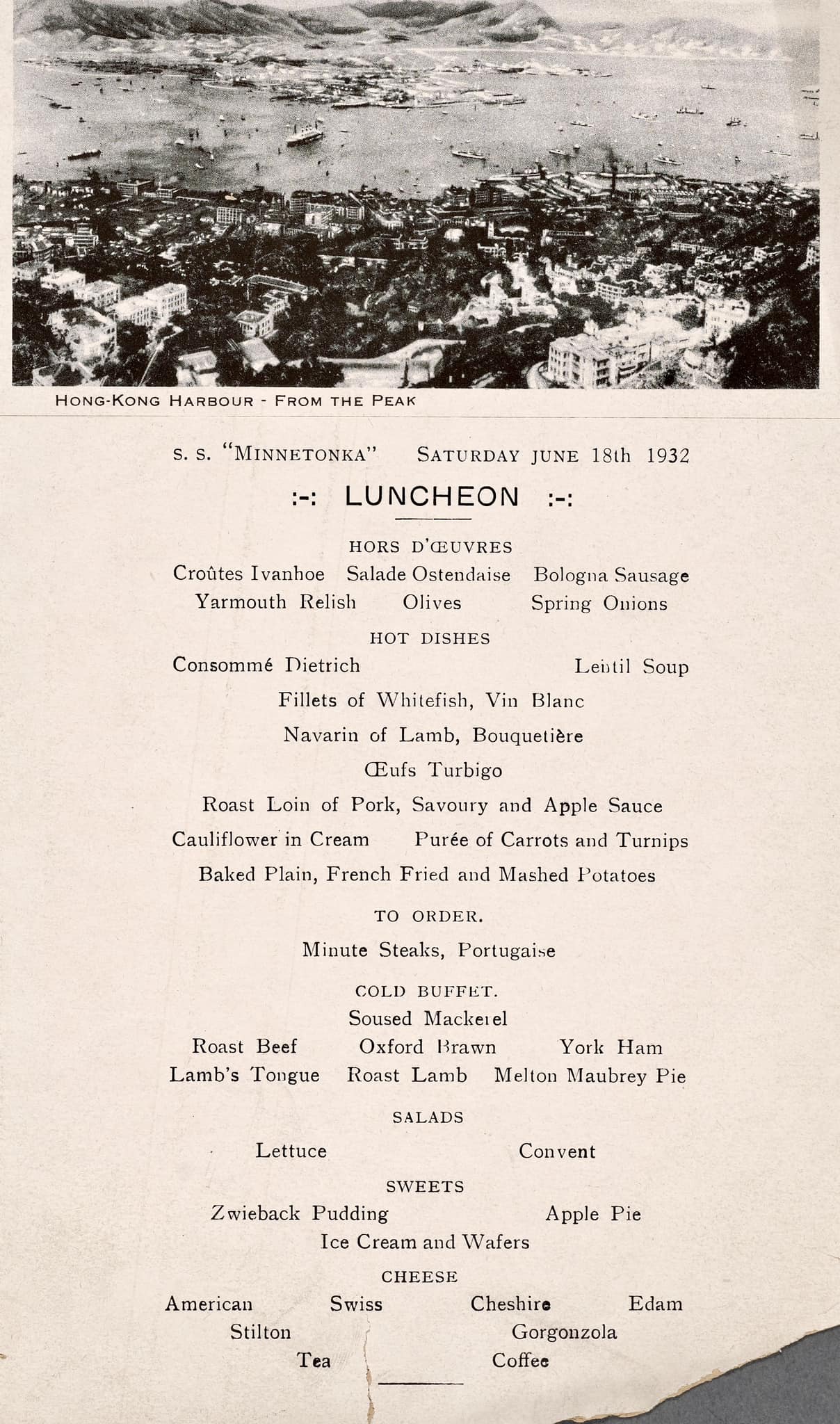 Menu from S.S. Lurline. 1956. Zoom in to see everything. From the