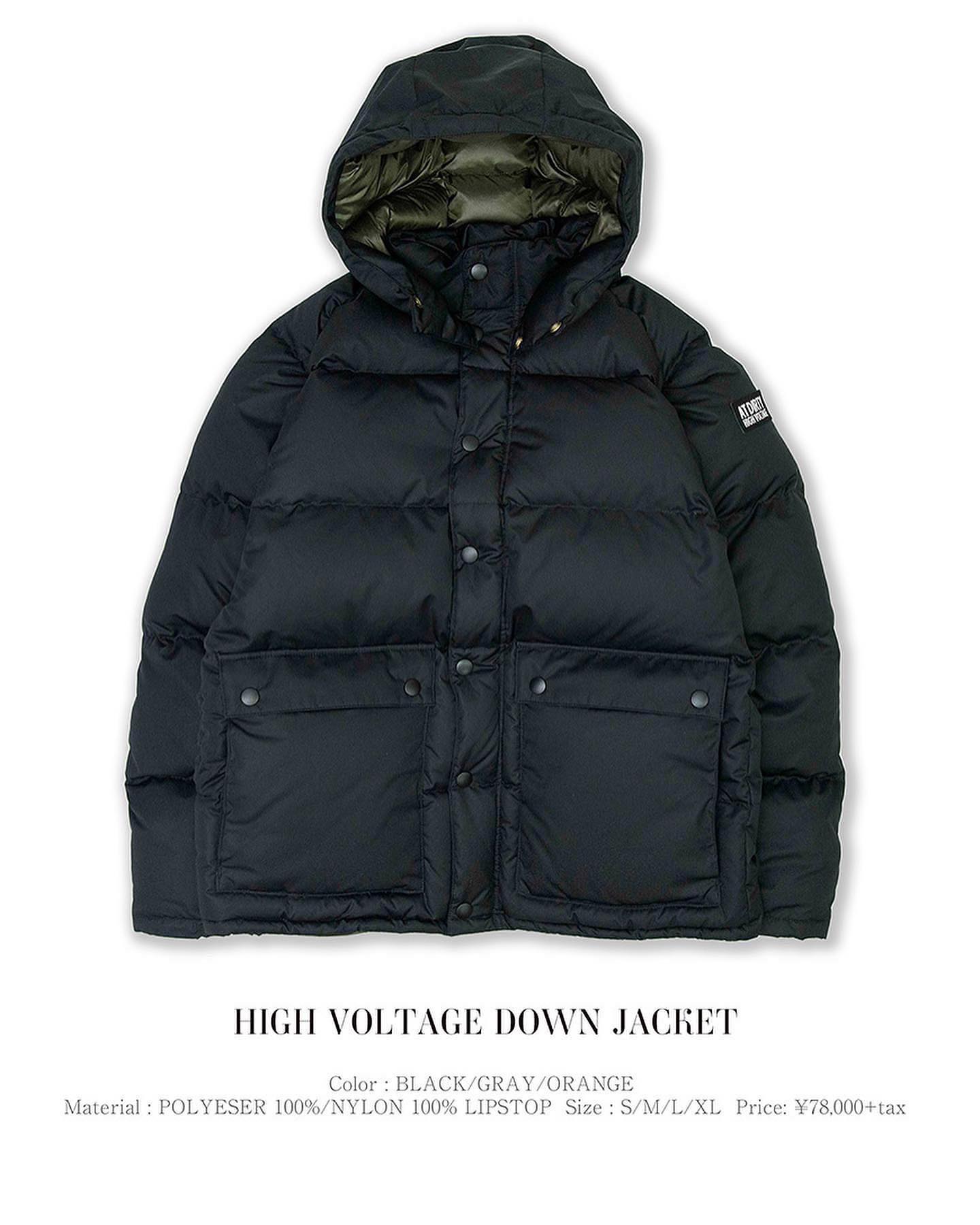 Now On Sale】 . HIGH VOLTAGE DOWN JACKET . Color:BLACK/GRAY/ORANGE 