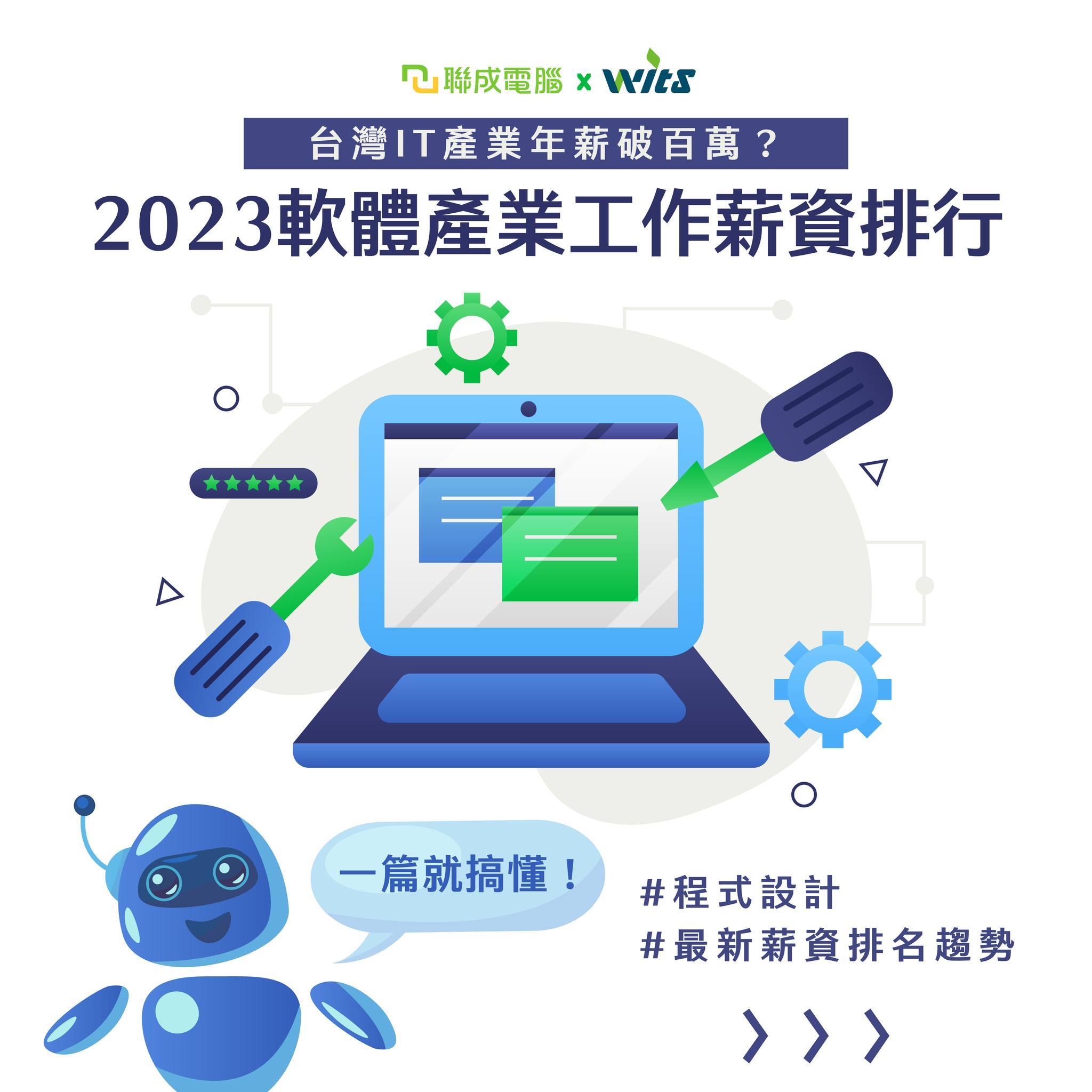 聯成電腦 - 📌2023軟體產業工作薪資排行 #薪資排行 #轉職 #職缺資訊 緯創軟體 × 聯成電腦...