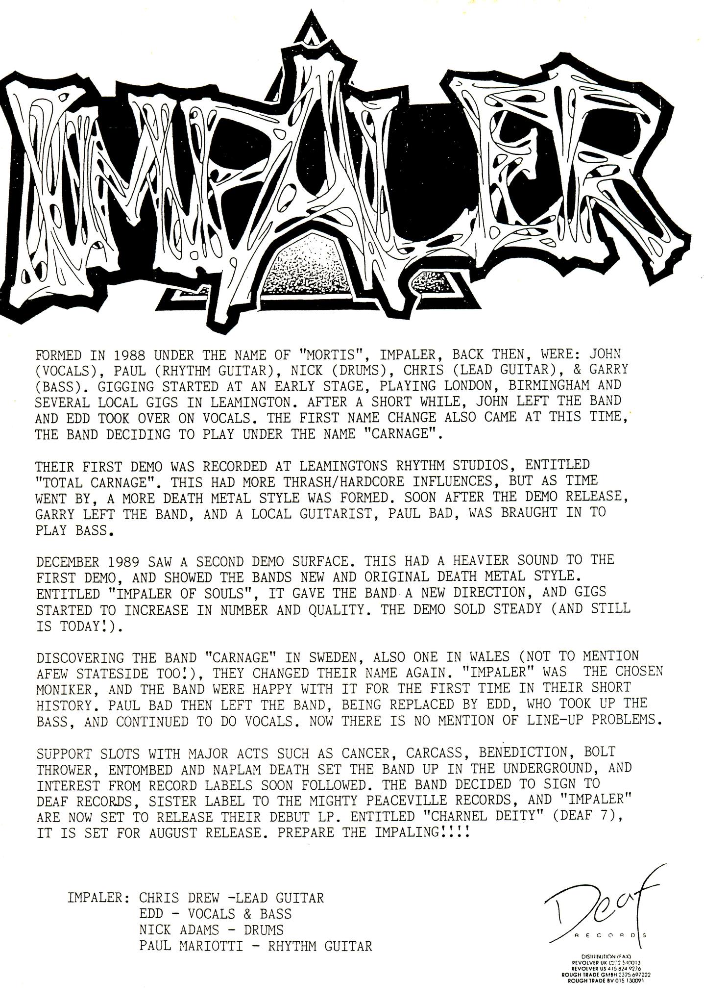 IMPALER – CHARNEL DEITY OUT NOW! Available on LP and CD via our