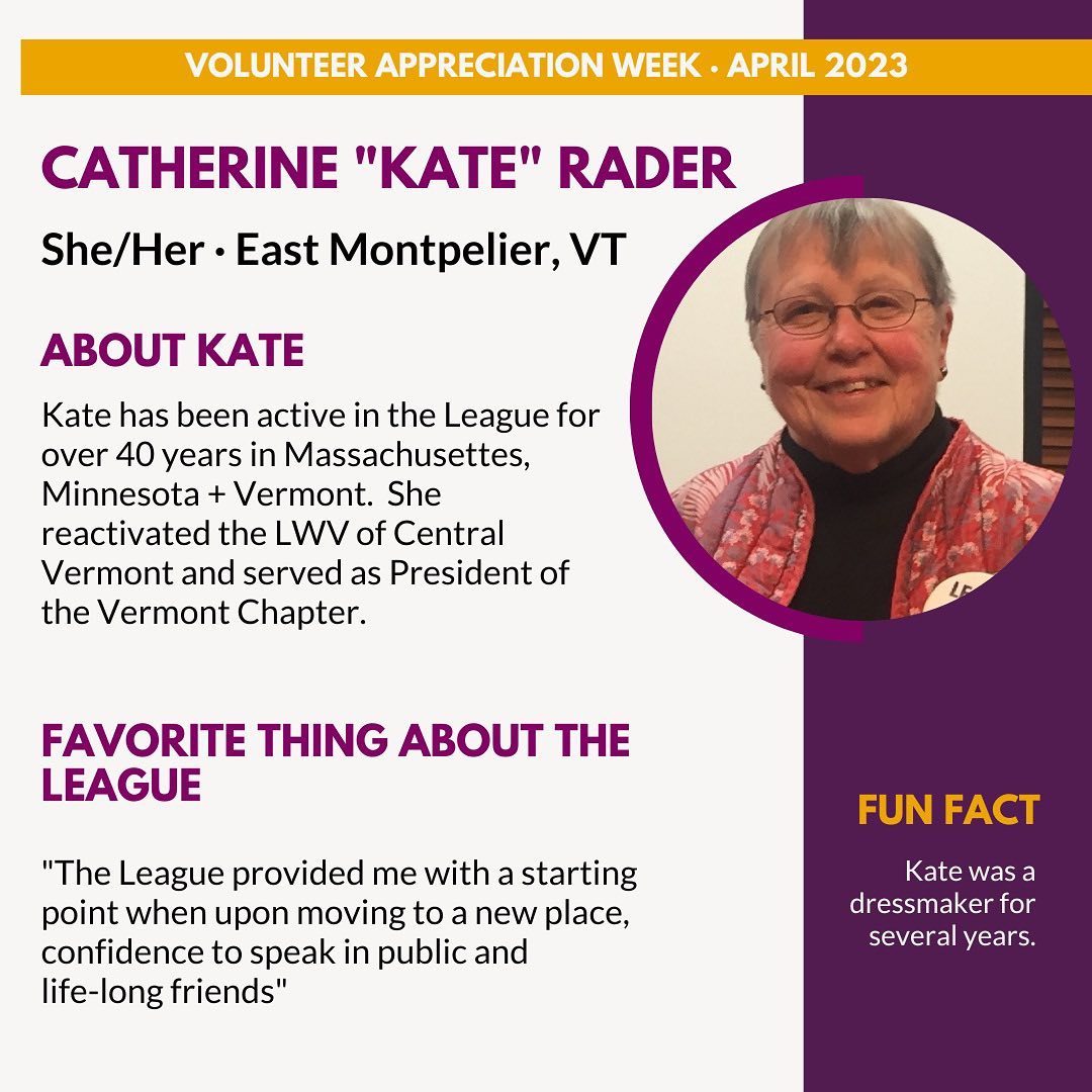 Kate Rader is in the... - League of Women Voters of Vermont | Facebook