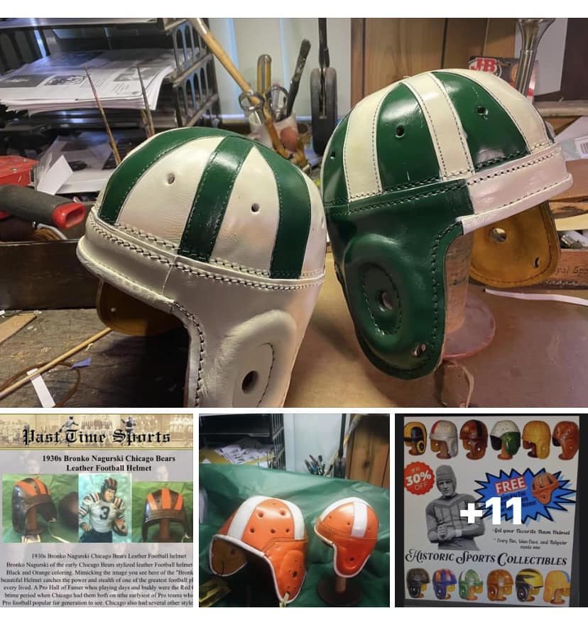 chicago bears leather football helmet Authentic SpeedFlex field design 1930-40s Chicago Bears leather football