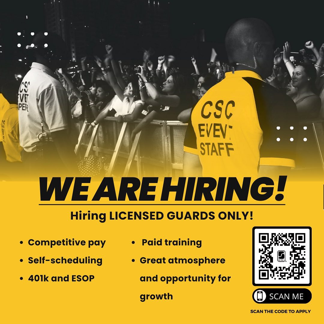 CSC - We are hiring LICENSED GUARDS! Please scan the QR code or visit ...