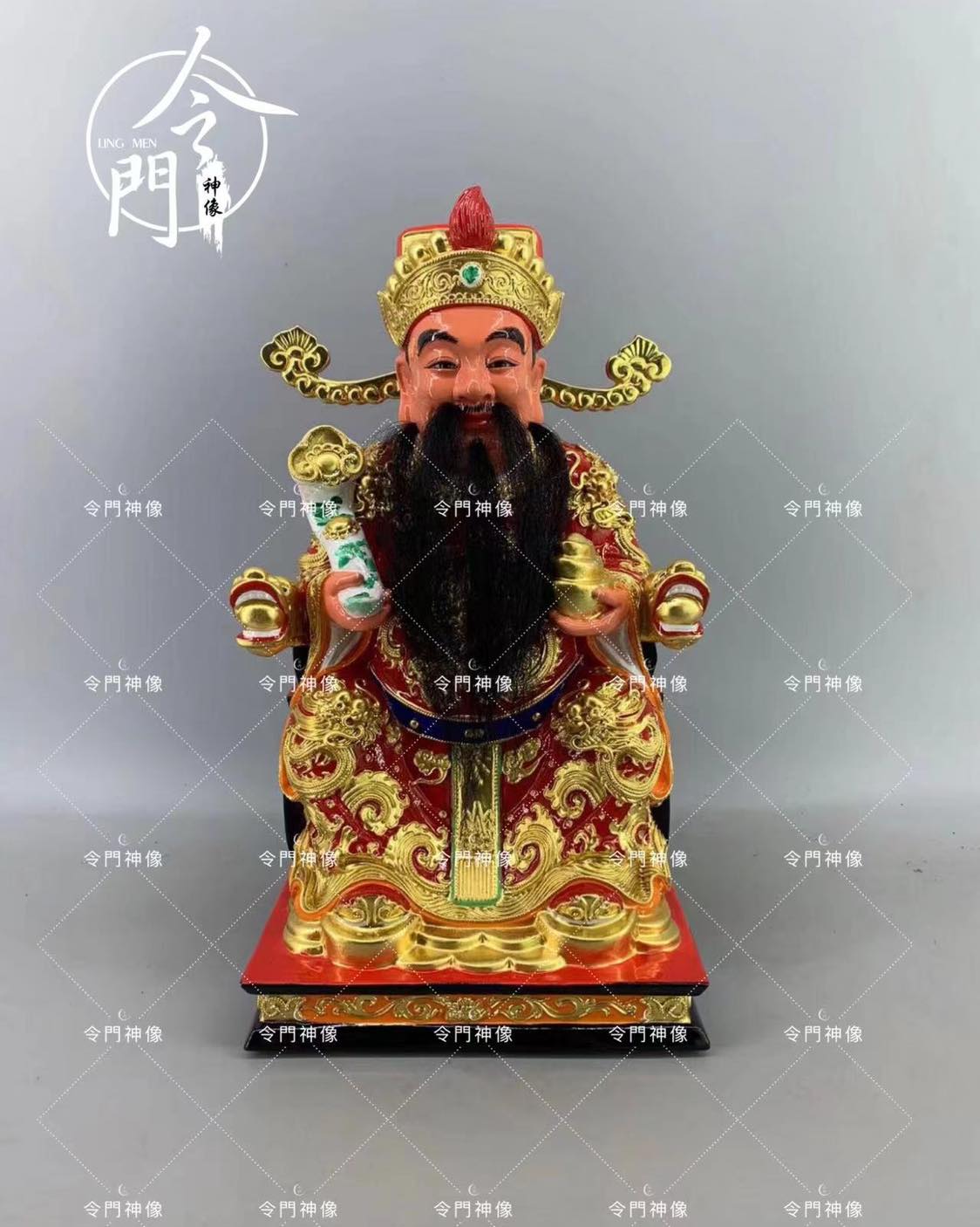 比干财神爷打扮似天官，神态慈祥，笑容满面，手捧如意，足蹬元宝。 - 令門神像 Ling Men Art Gallery | Facebook
