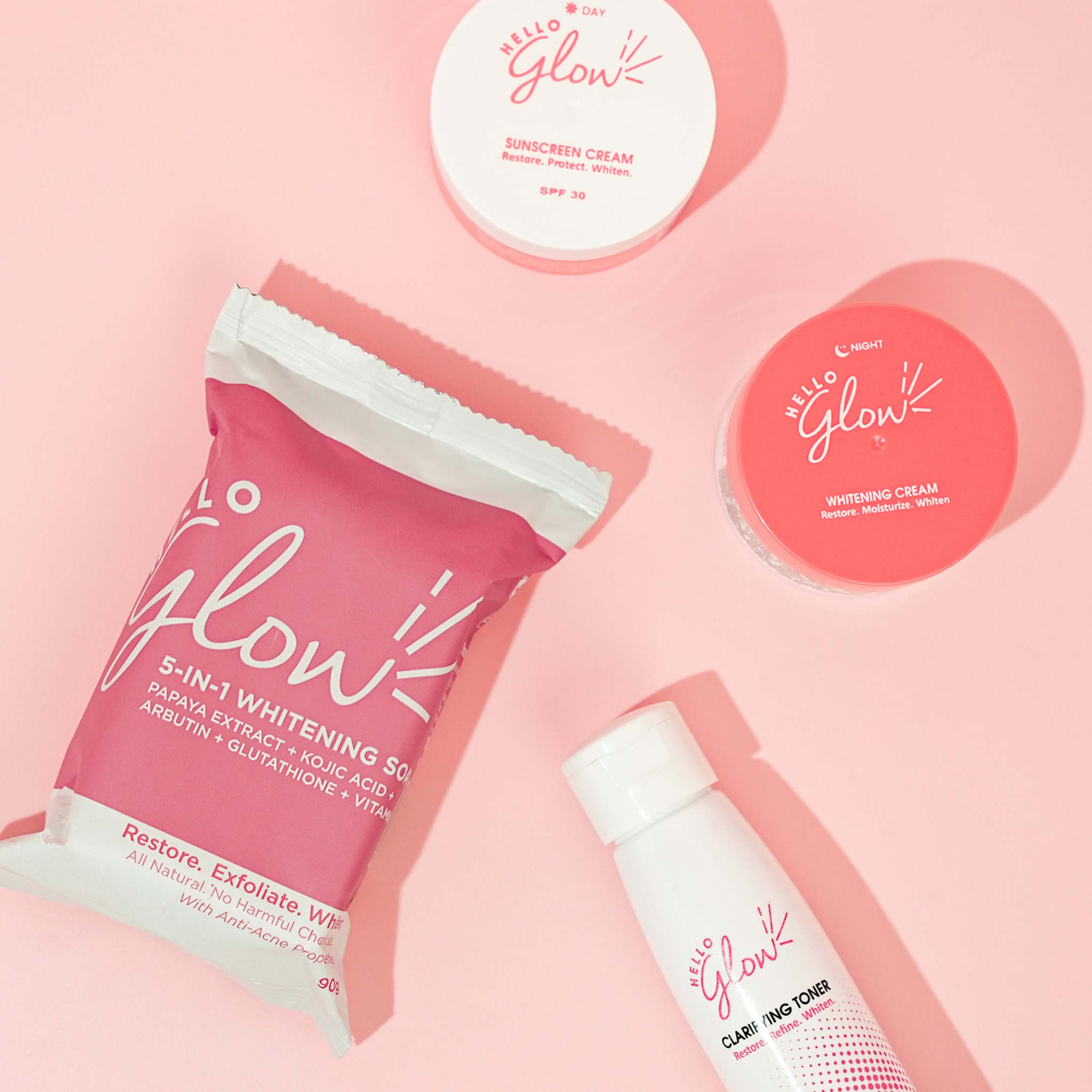 hello glow glutathione 𝑊ℎ𝑎𝑡 𝑡𝑜 𝑒𝑥𝑝𝑒𝑐𝑡 𝑤ℎ𝑒𝑛 𝑦𝑜𝑢 𝑏𝑢𝑦 𝑡ℎ𝑒 𝐴𝑙𝑙-𝑁𝑎𝑡𝑢𝑟𝑎𝑙 𝑊ℎ𝑖𝑡𝑒𝑛𝑖𝑛𝑔 𝑆𝑒𝑡? 💝 A bar soap cleanser, a clarifying toner, a sunscreen for the day and night cream for the evening Why Glutathione for Dogs galacline Shade:Sunset Sorbet