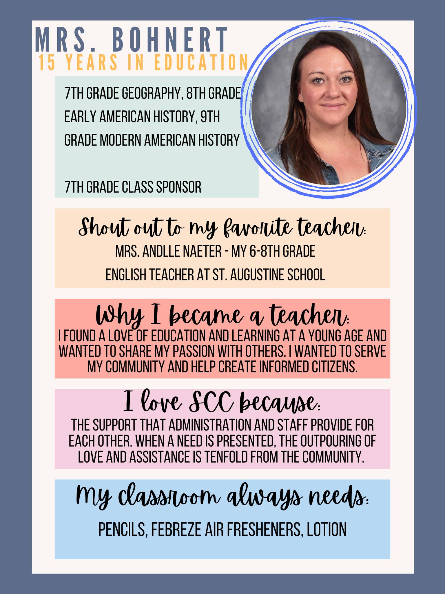 Scott - In honor of Teacher Appreciation Week, here is Mrs. Bohnert ...
