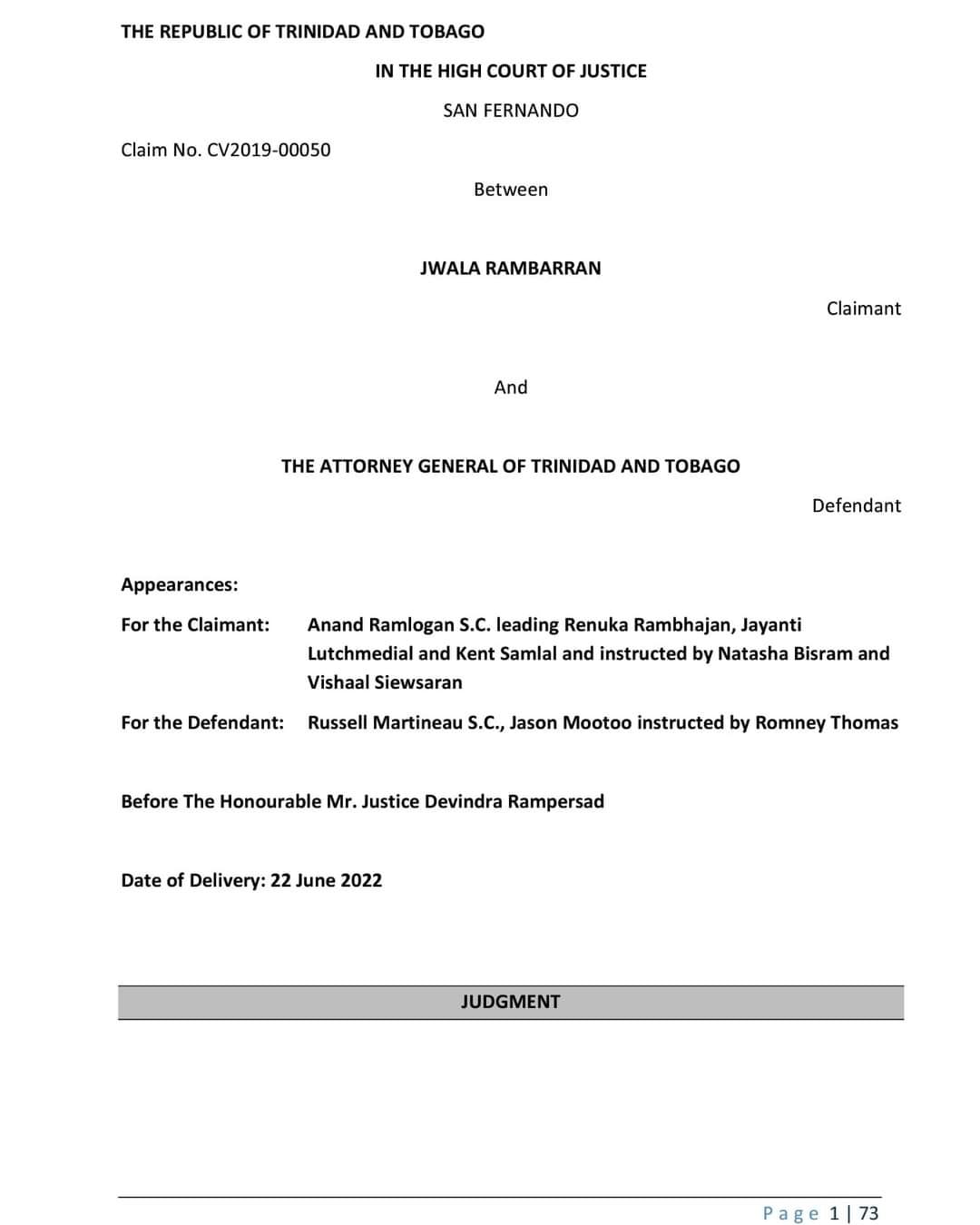 Ian Alleyne - A HIGH COURT JUDGE, YESTERDAY RULED THAT THE...