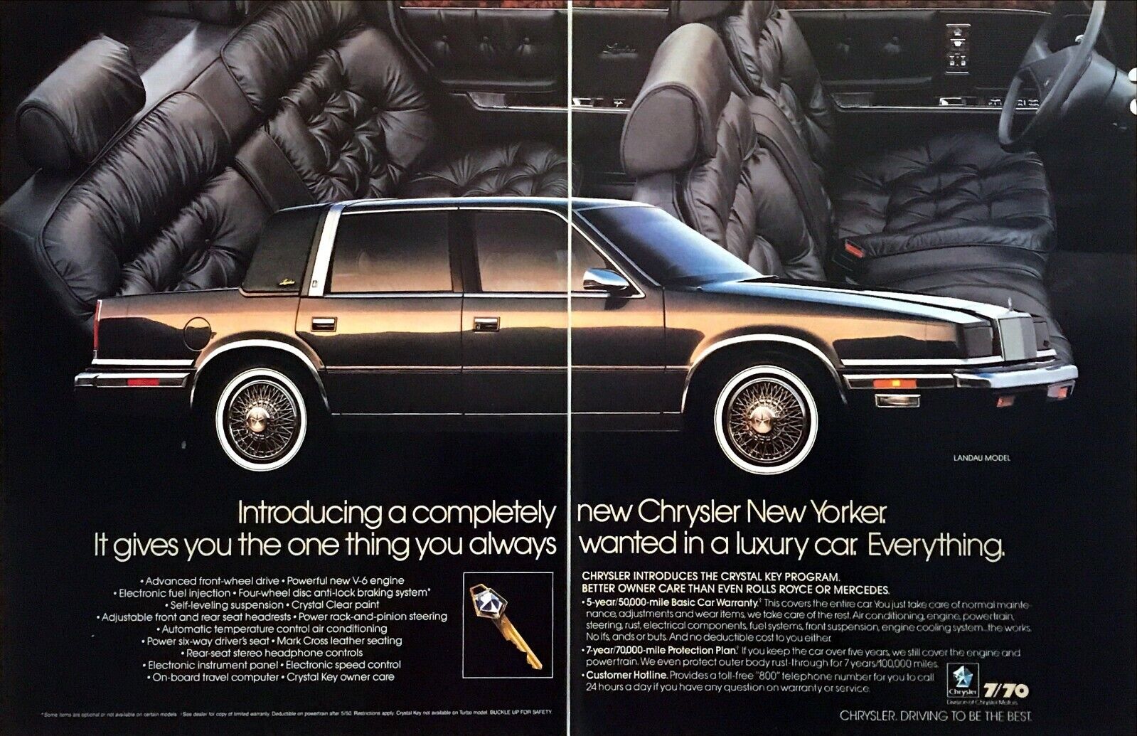 1988 Chrysler New Yorker Landau 2 Page USA Advertisement