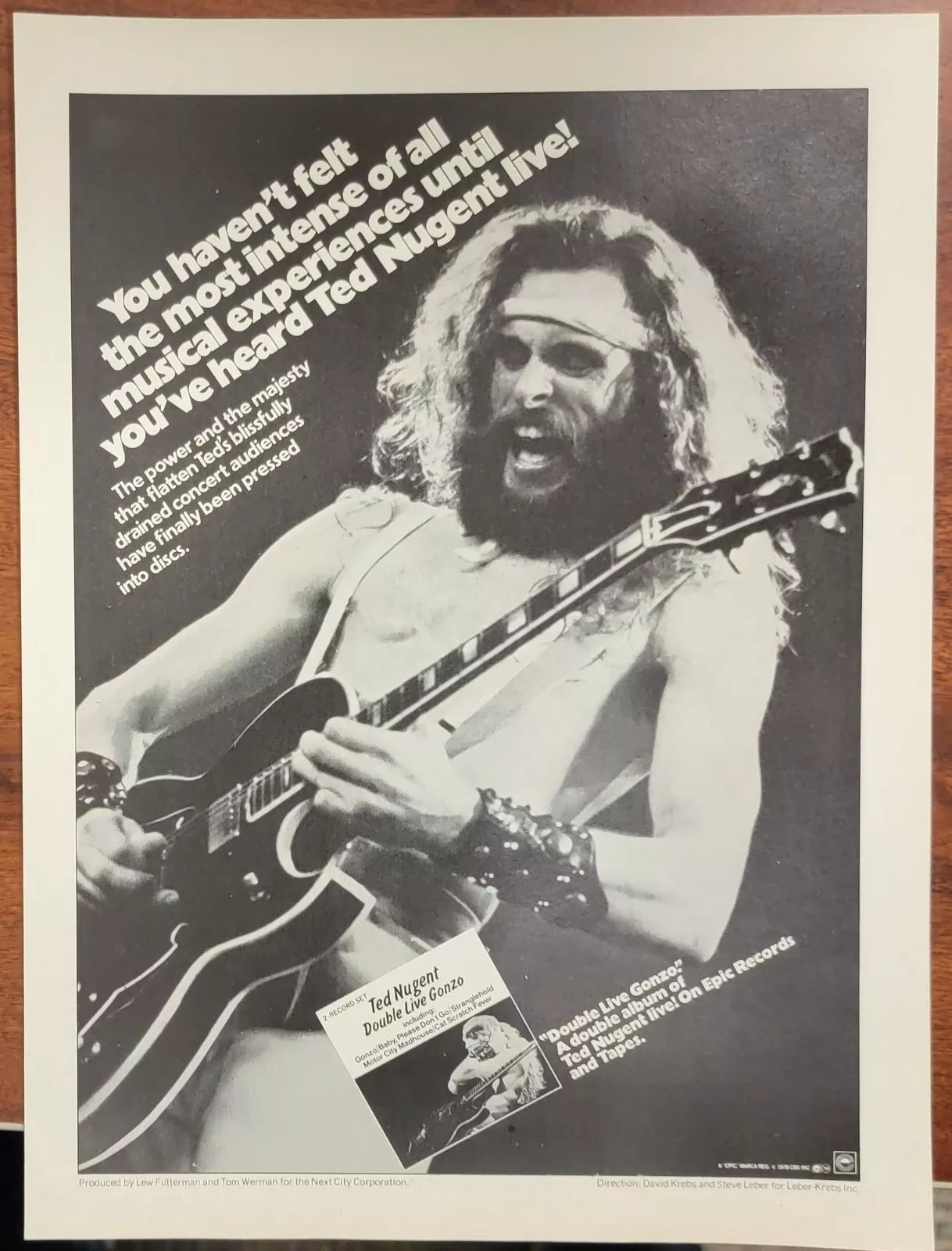 1978 Ted Nugent Double Live Gonzo Record LP Print Ad**