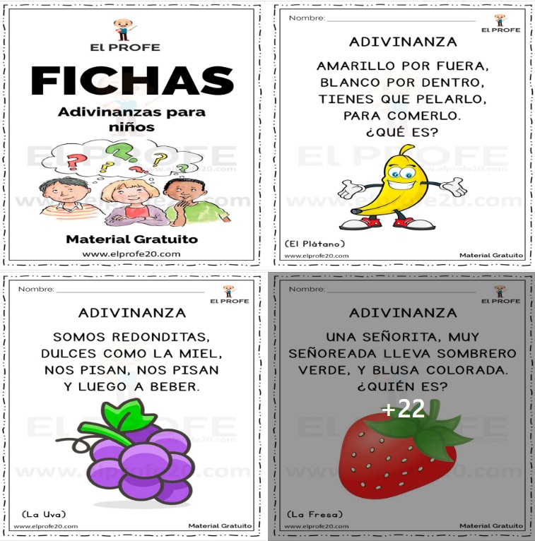 El - 25 Fichas de adivinanzas para niños. ⭕️Documento para imprimir en ...