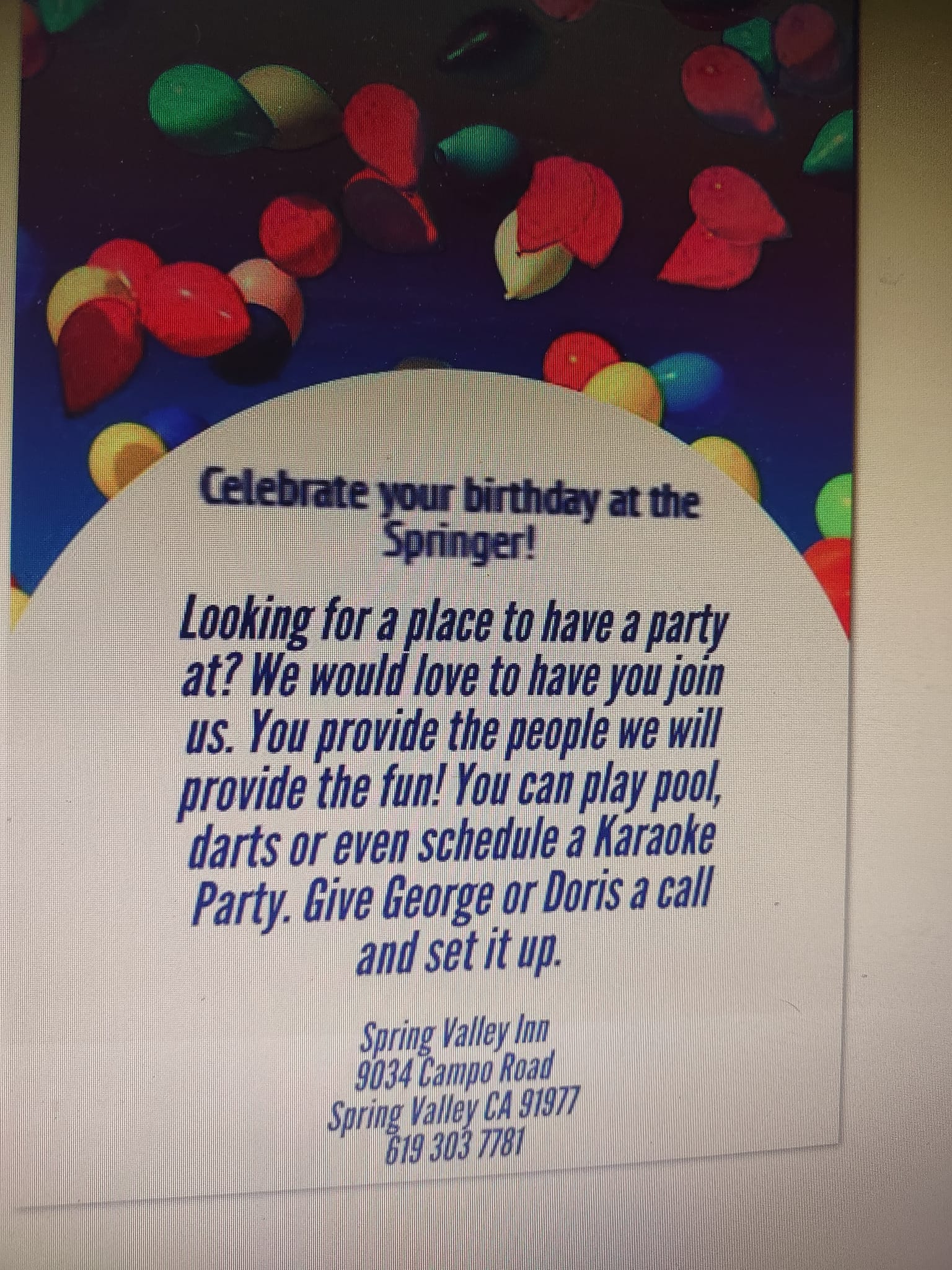 Spring Valley Inn Cocktail Lounge - Springer | Spring Valley CA