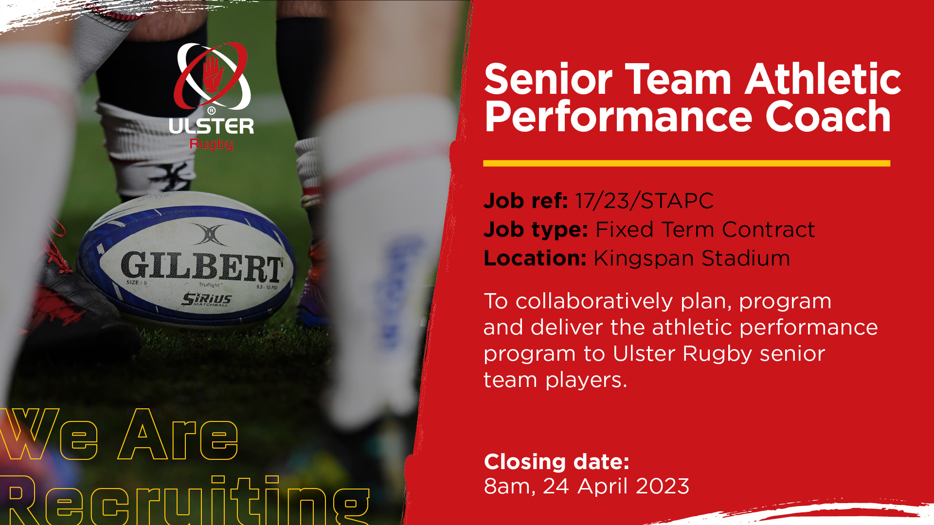 Ulster Rugby - 📣 Job Opportunity Ulster Rugby is inviting applications ...