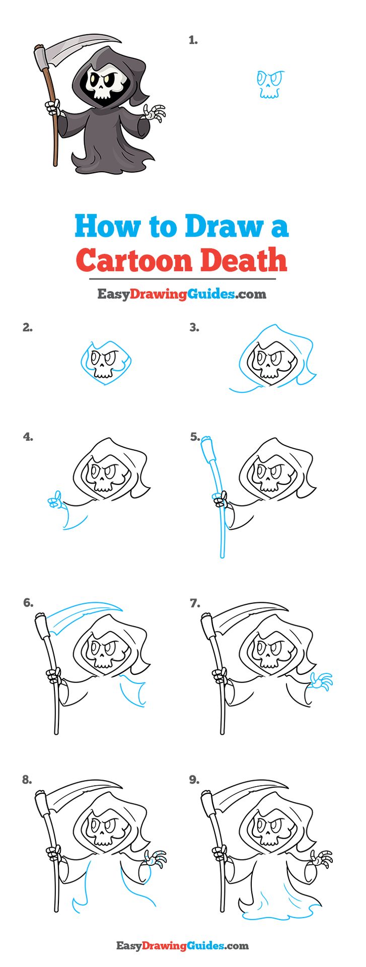 Cartoon Death Drawing Lesson. Free... - Easy Drawing Guides