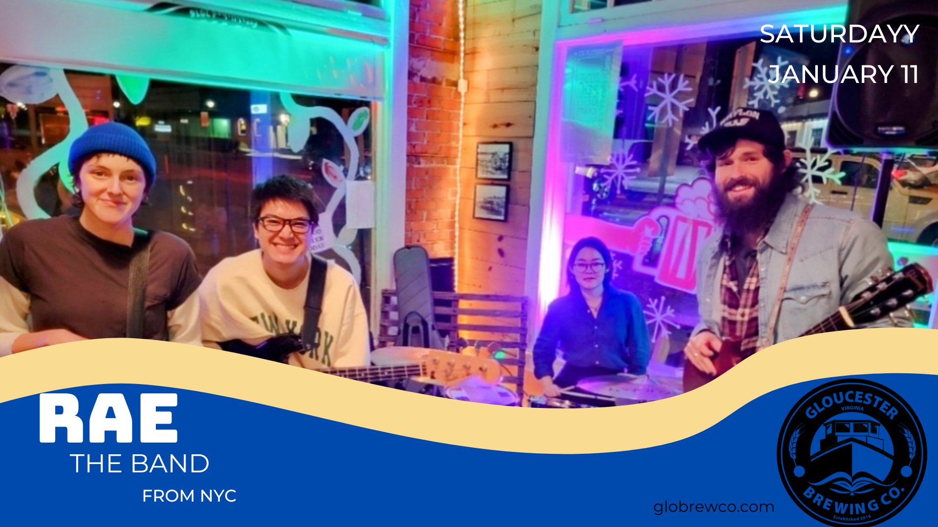 Rae the Band from NYC Returns to Play at Gloucester Brewing Company