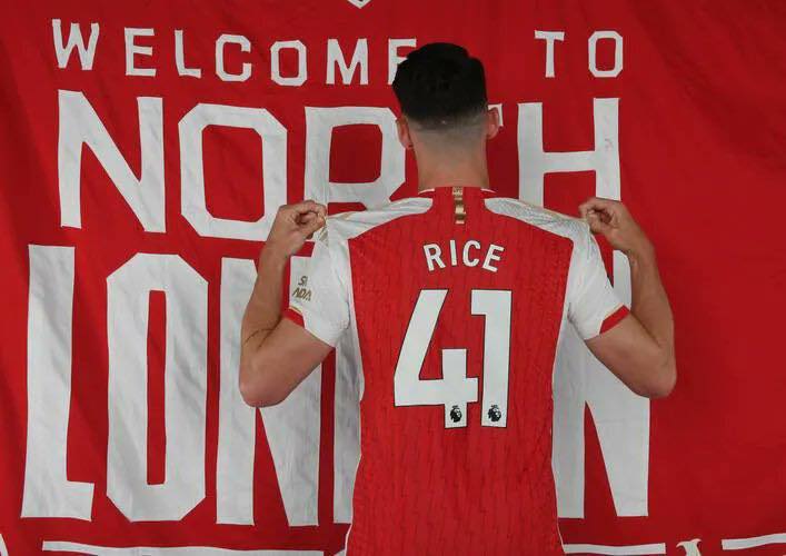 Declan Rice has already chosen the #41 shirt at Arsenal. [Alex crook]