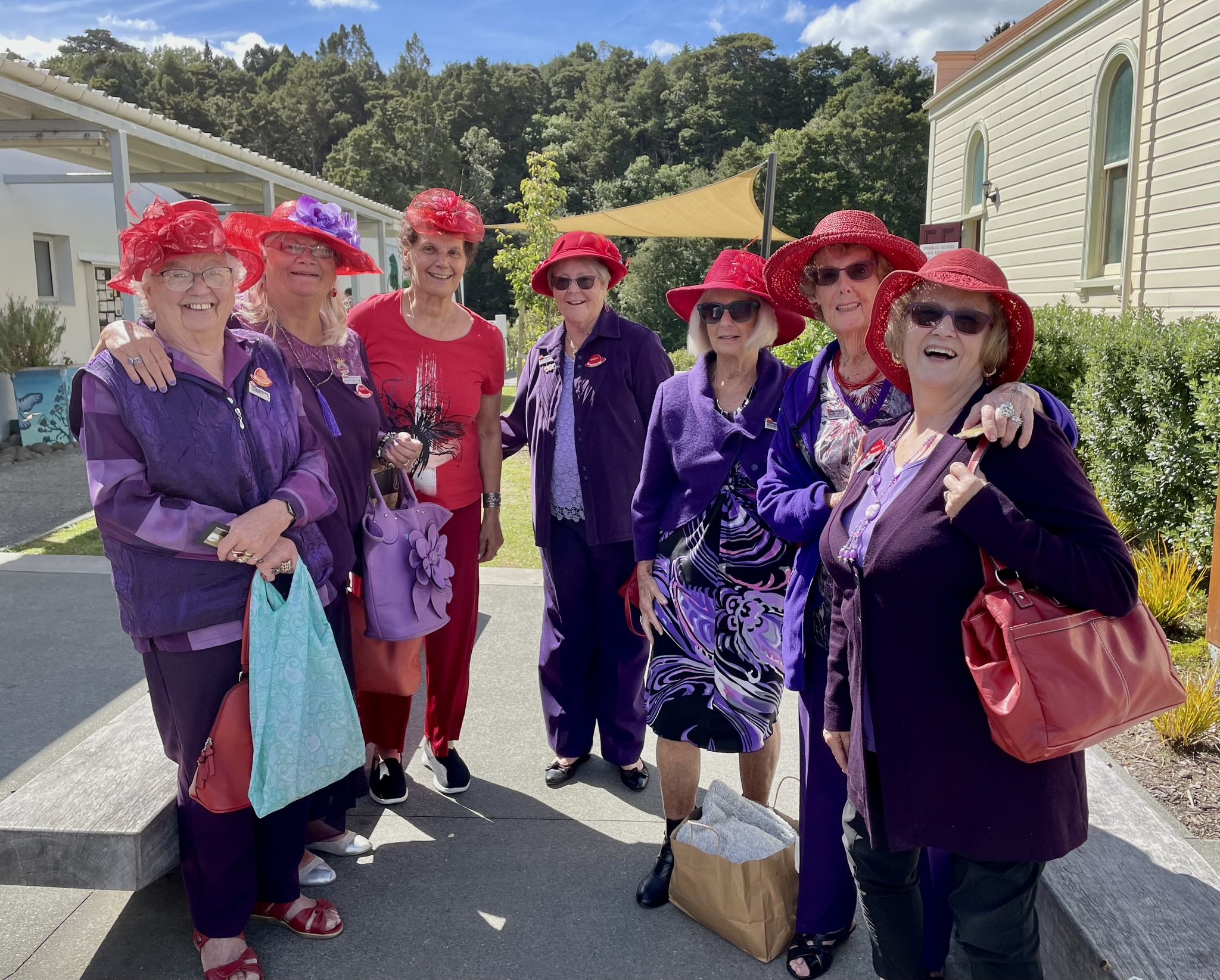 red hat purple dress ladies When I am an old woman, I shall wear purple, with a which doesn't go and doesn't suit me.