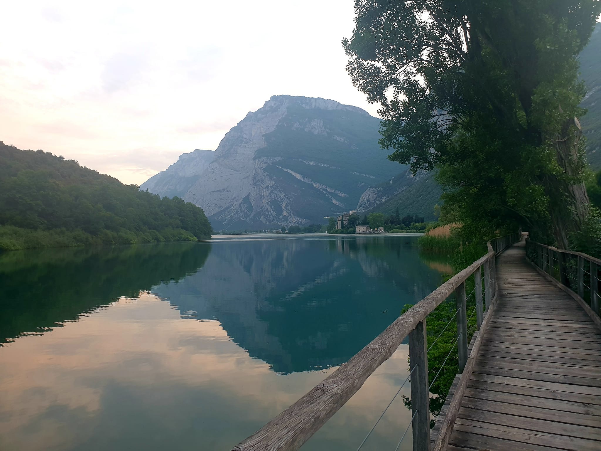 Lake of Toblino, with a medieval castle in the distance. Trentino 