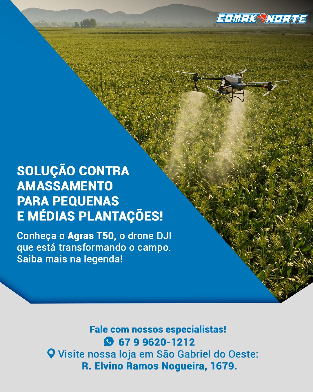 Comak - Precisão e eficiência para a sua lavoura! O Agras T50 é ...