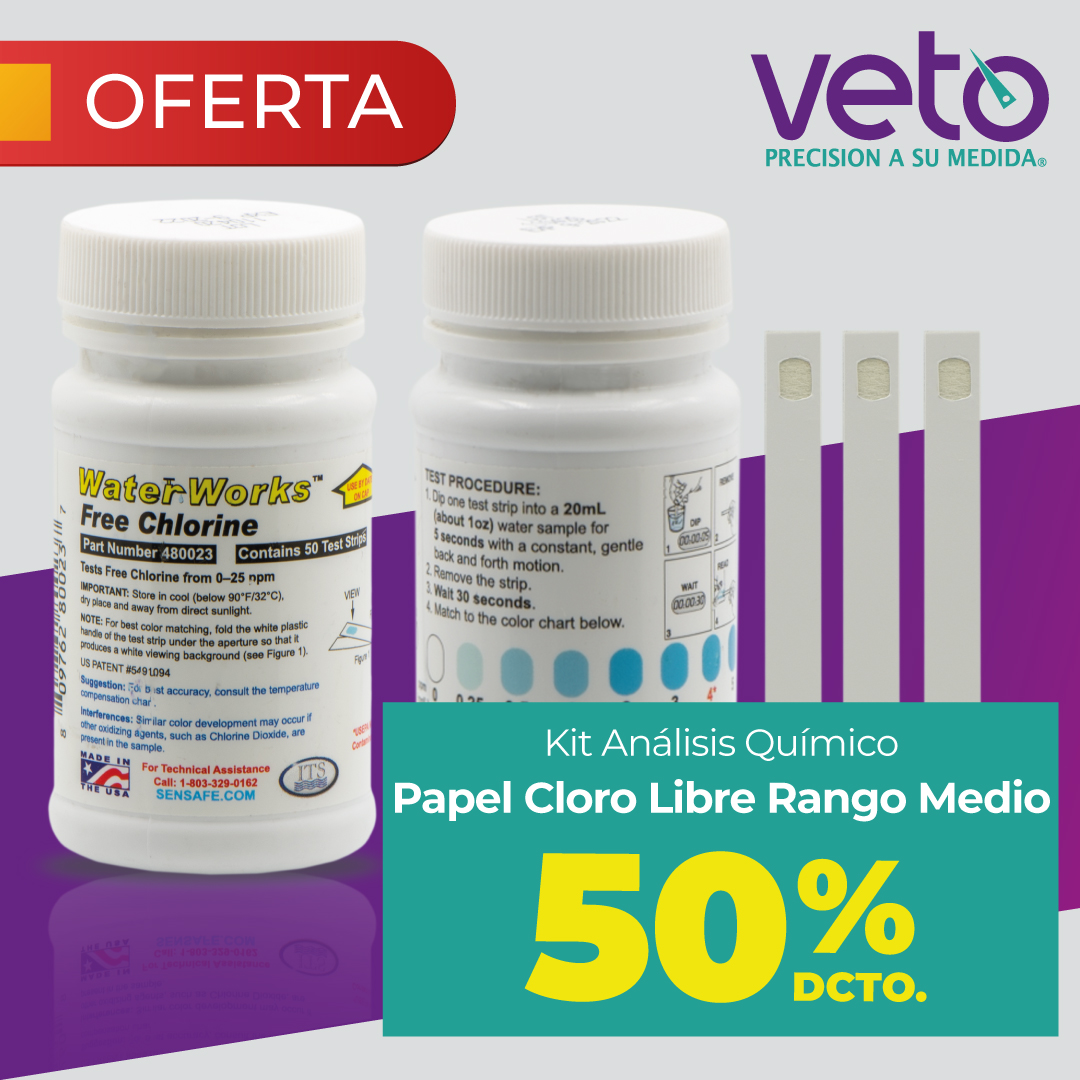 Veto - KIT ANÁLISIS QUÍMICO, PAPEL CLORO LIBRE RANGO MEDIO $25.010 ...