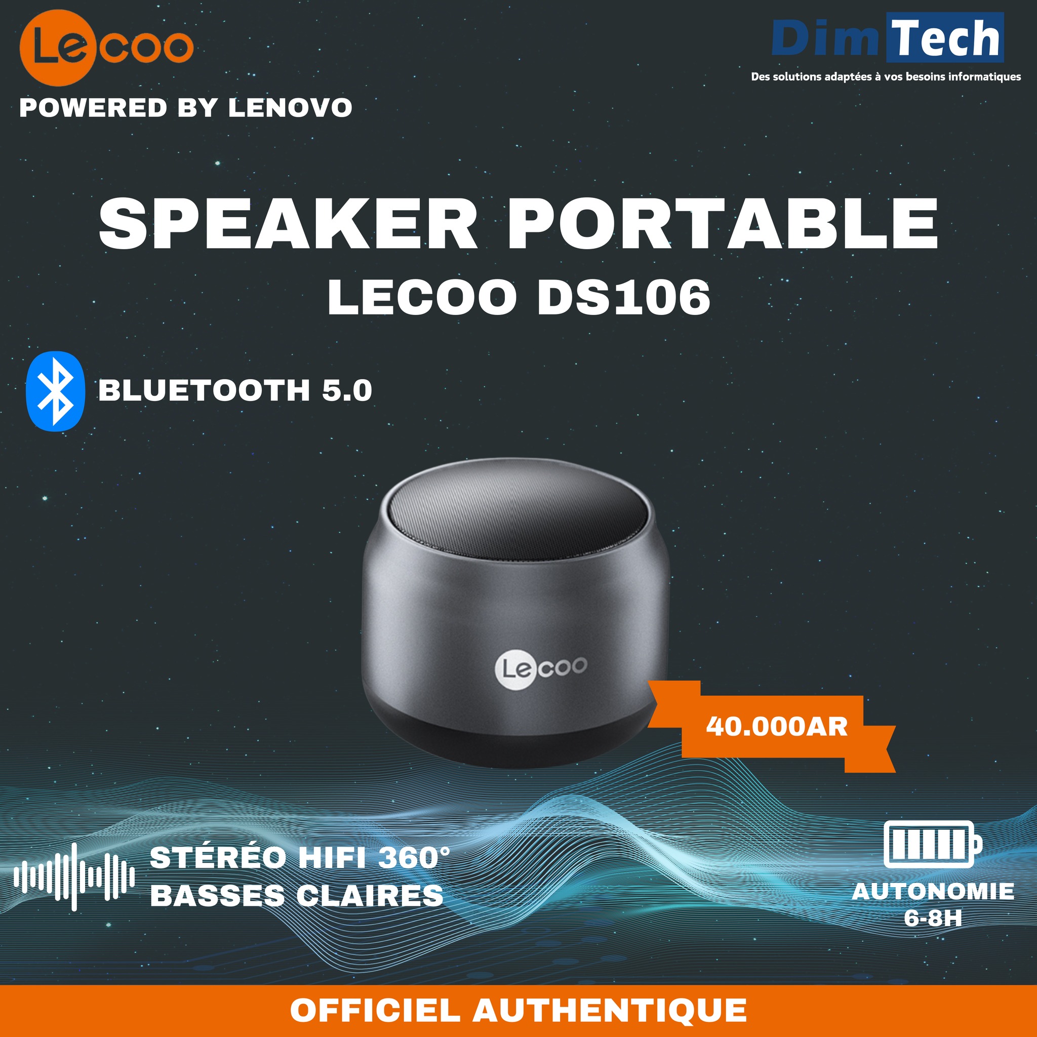 DimTech - LECOO DS106 -40,000AR SPEAKER PORTABLE - **Version Bluetooth ...