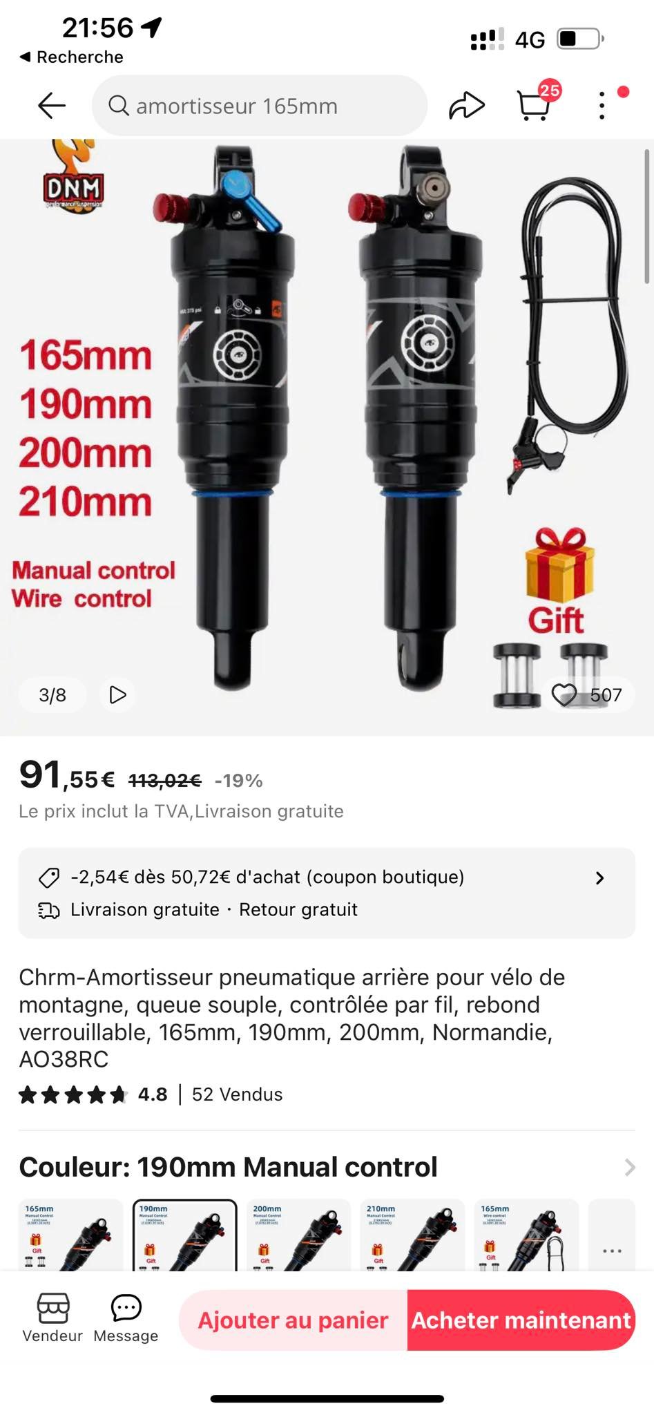 Amortisseur Arrière VTT 125mm – Alliage Alu, Huile/ressort, Silencieux, Pour Vélos De Montagne, 340 Kg