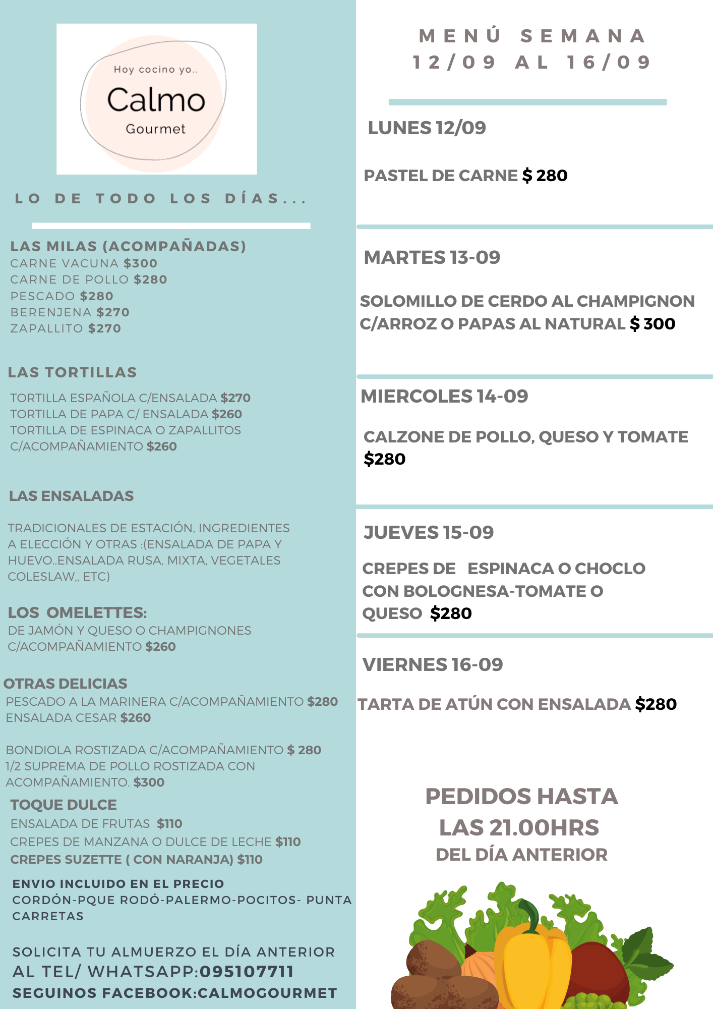 CALMO Gourmet - Compartimos el menú de la semana!! | Facebook