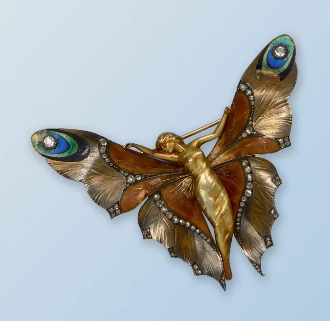Broche Papillon Monet En Fil Doré (goldtone) - Taille 1 5/8 Pouces - Occasion Vintage