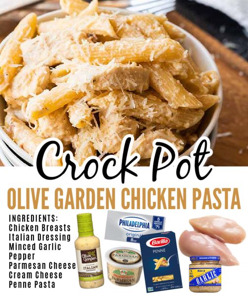 Olive Garden Chicken Pasta https://www.eatingonadime.com/crock-pot-olive- garden-chicken-alfredo-pasta