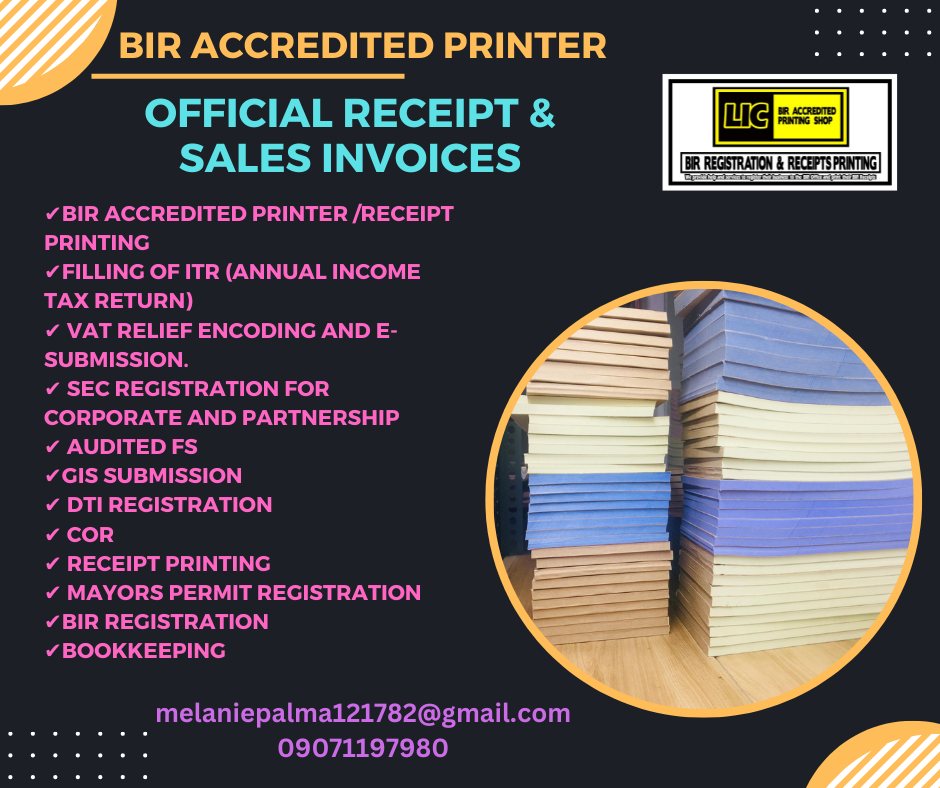 BIR Accredited Printer and Receipt | Mandaluyong