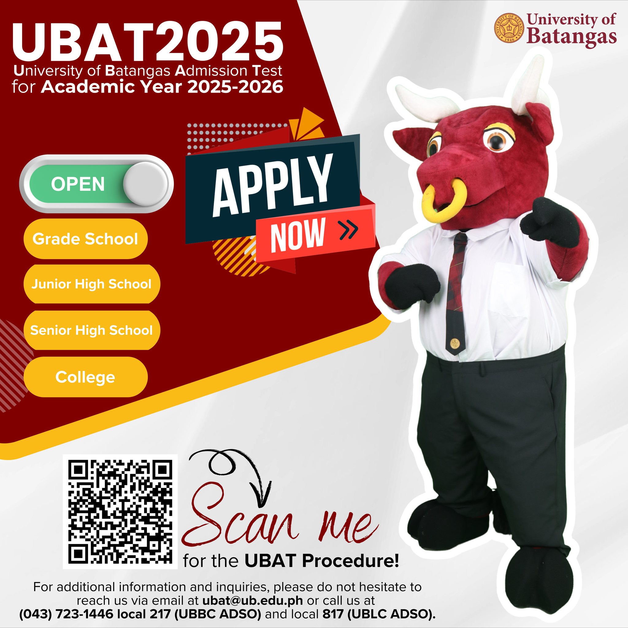 📣 UBAT2025 📣 𝐀𝐏𝐏𝐋𝐘 𝐍𝐎𝐖: University of Batangas Admission Test for ...