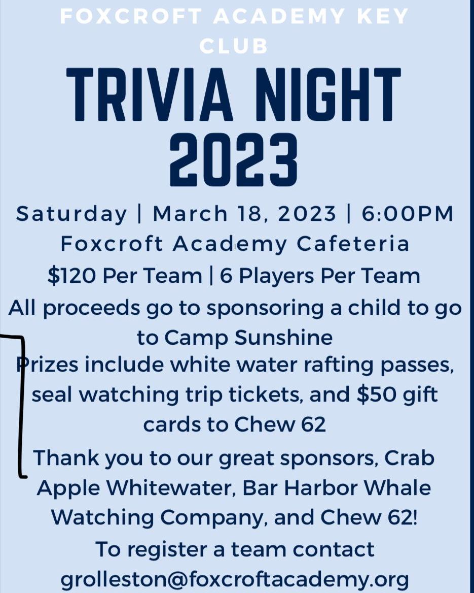Foxcroft - Next week, the @foxcroftacademy Key Club is sponsoring ...