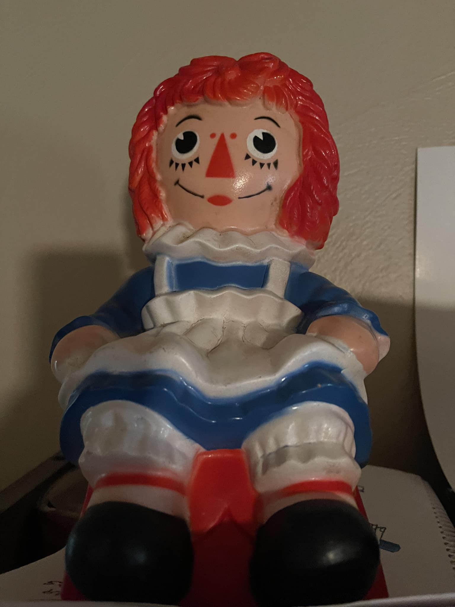 Vintage 1977 Raggedy Ann and Andy talking coin bank