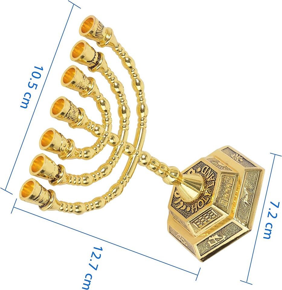 Menorah 7 Branches Argent 12,7cm - 12 Tribus Israël | Décoration Symbolique Cadeau Fête