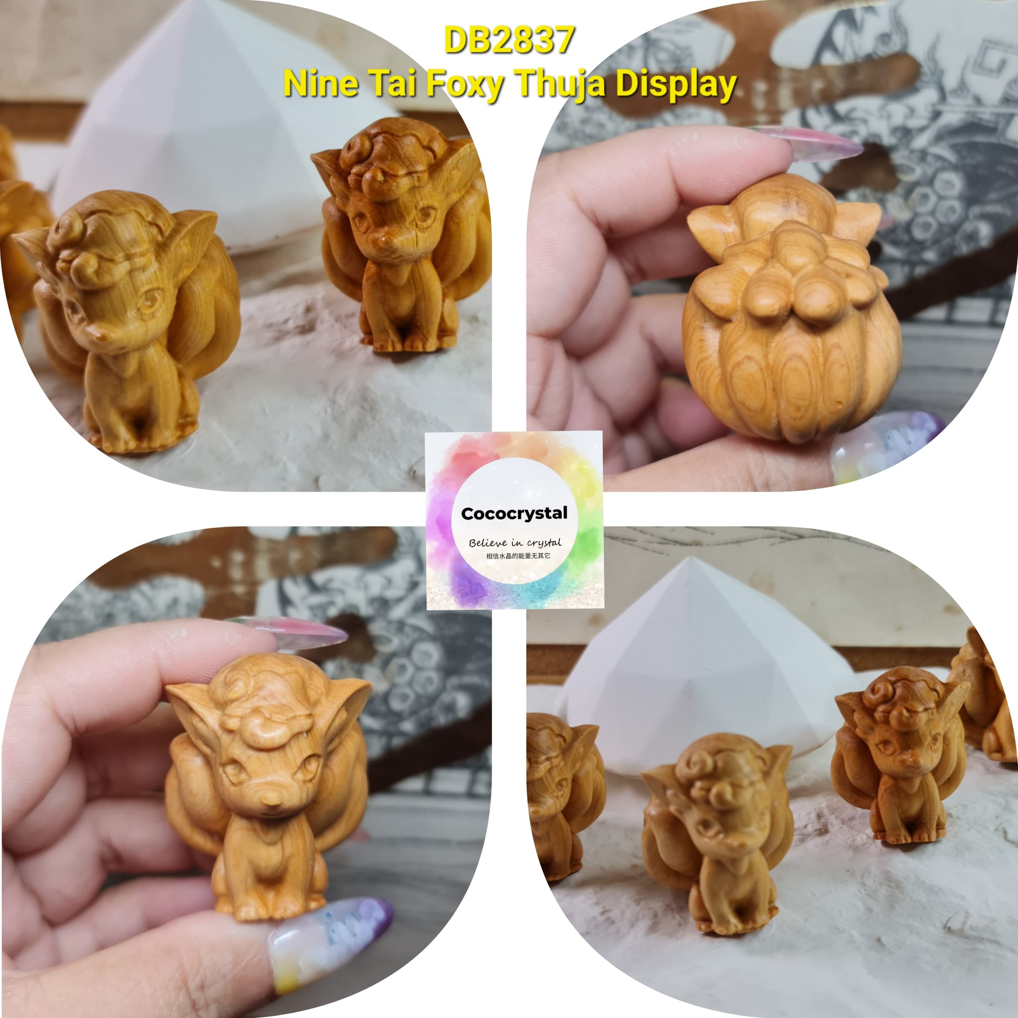 Nine Tai Foxy Thuja Display 九尾狐仙崖柏摆件H: 43mm B: 34mm x 37mm
