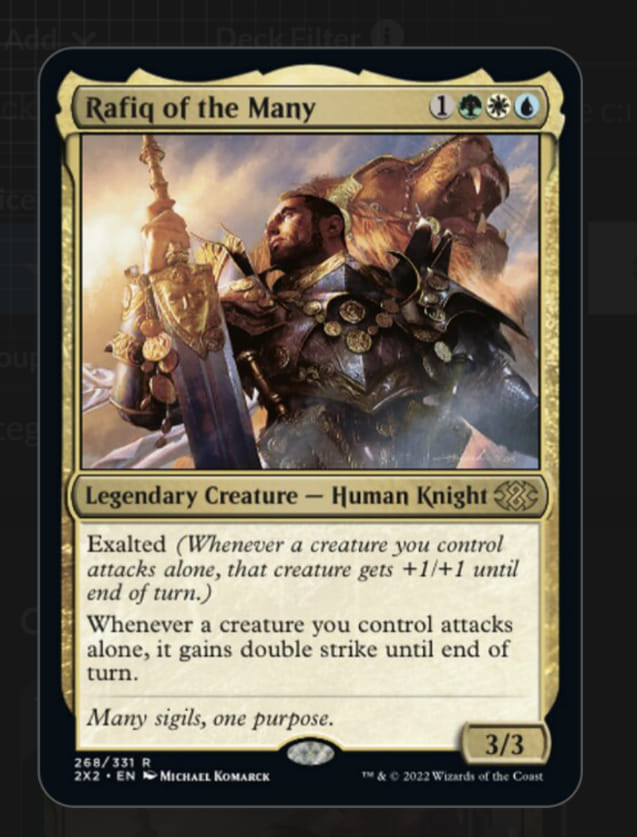 voltron deck mtg commander Rafiq of the Many EDH Deck 100 Magic Cards Custom Deck Bant Combat Rhys the Redeemed Voltron -